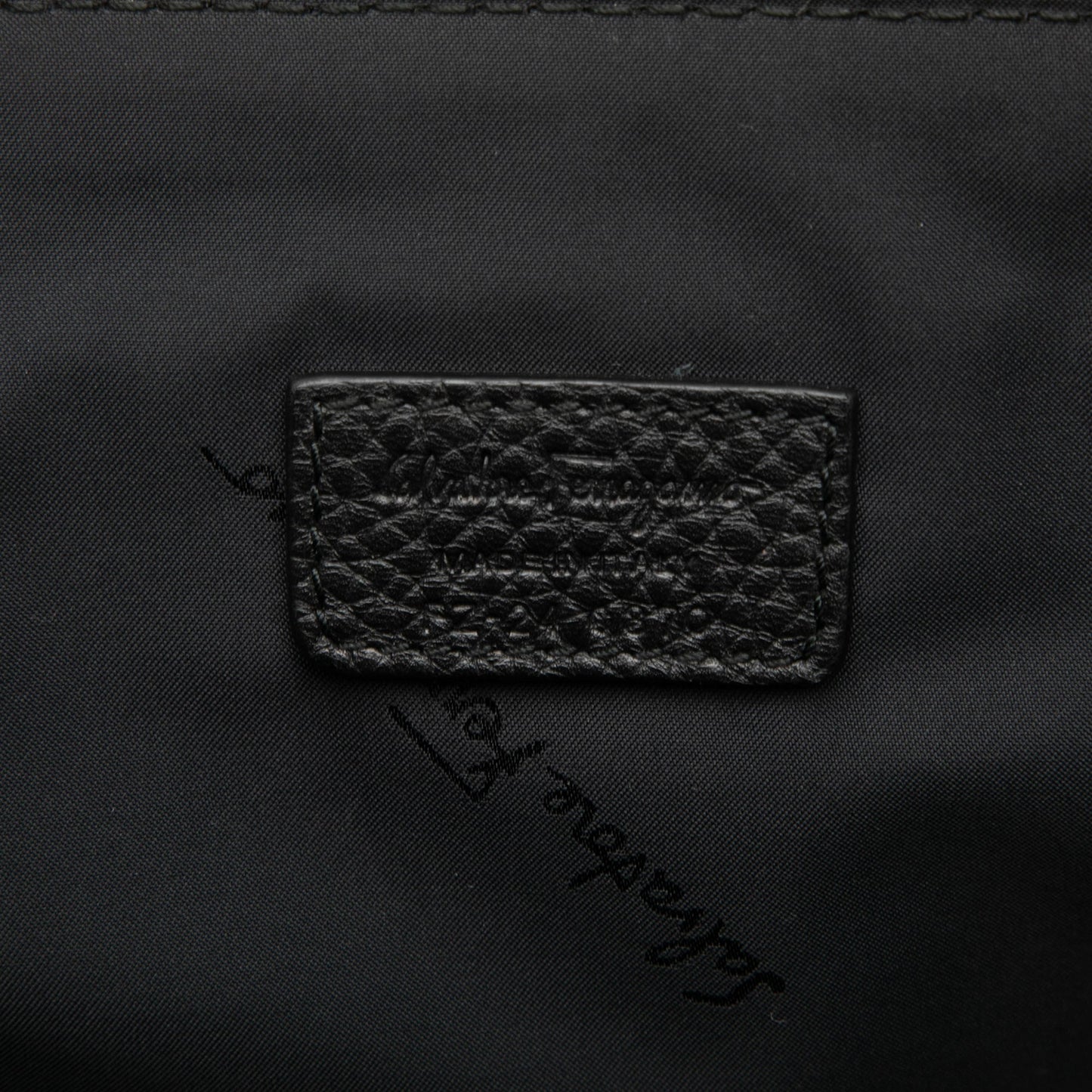Ferragamo Gancini Embossed Leather Trimmed Business Bag