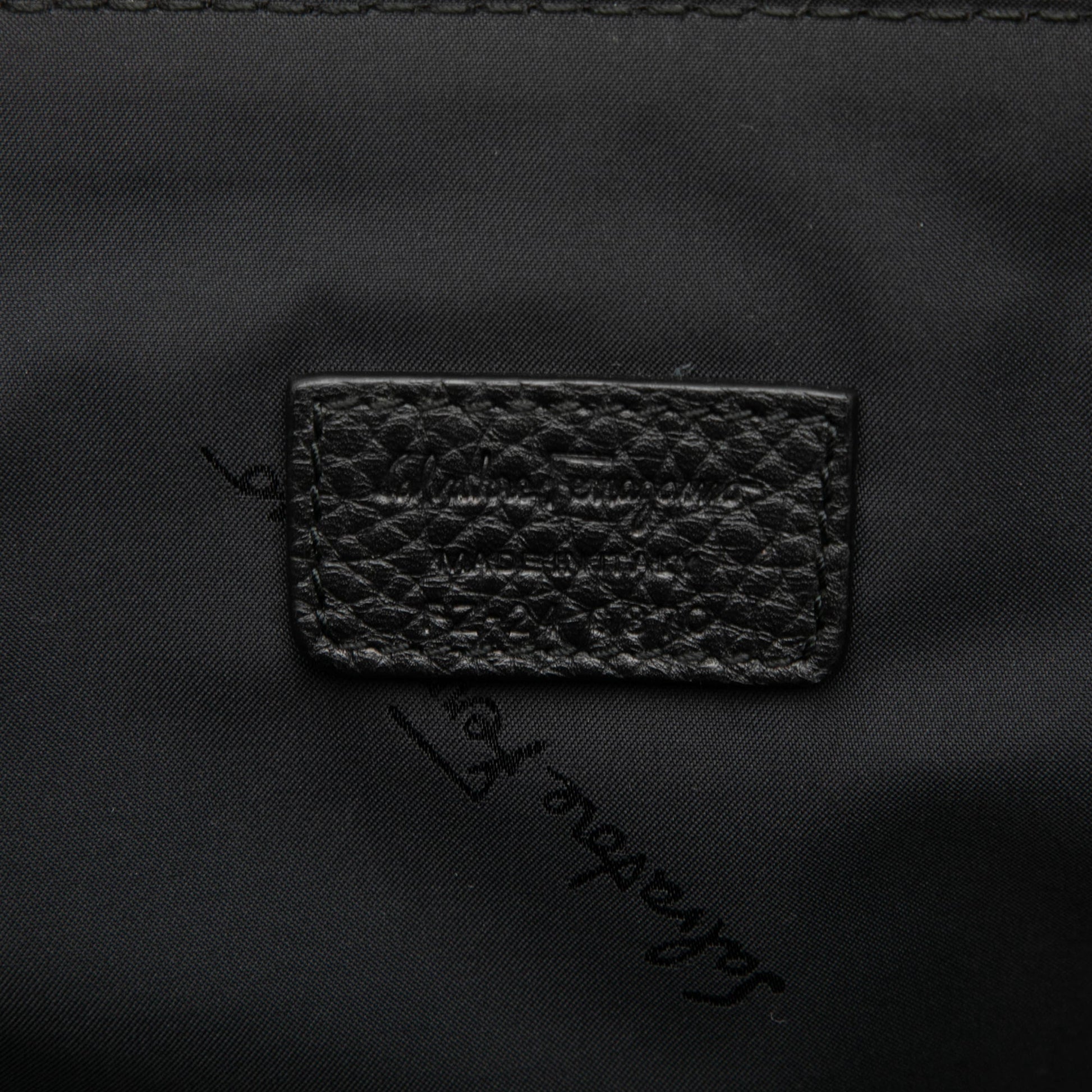 Ferragamo Gancini Embossed Leather Trimmed Business Bag