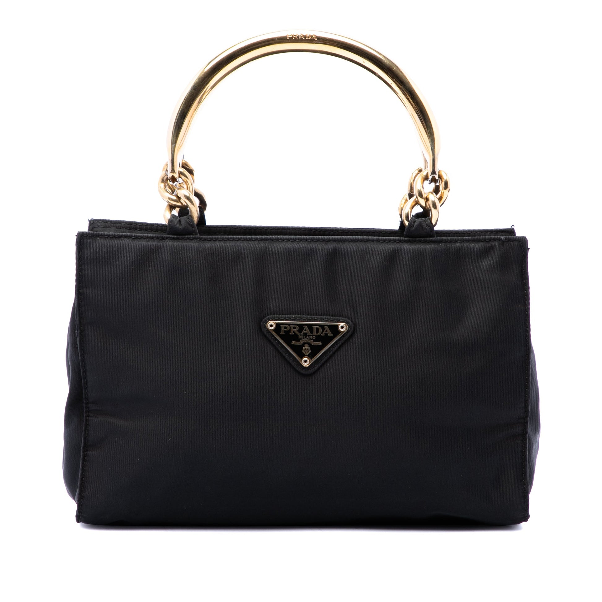 Prada Tessuto Metal Handle Bag
