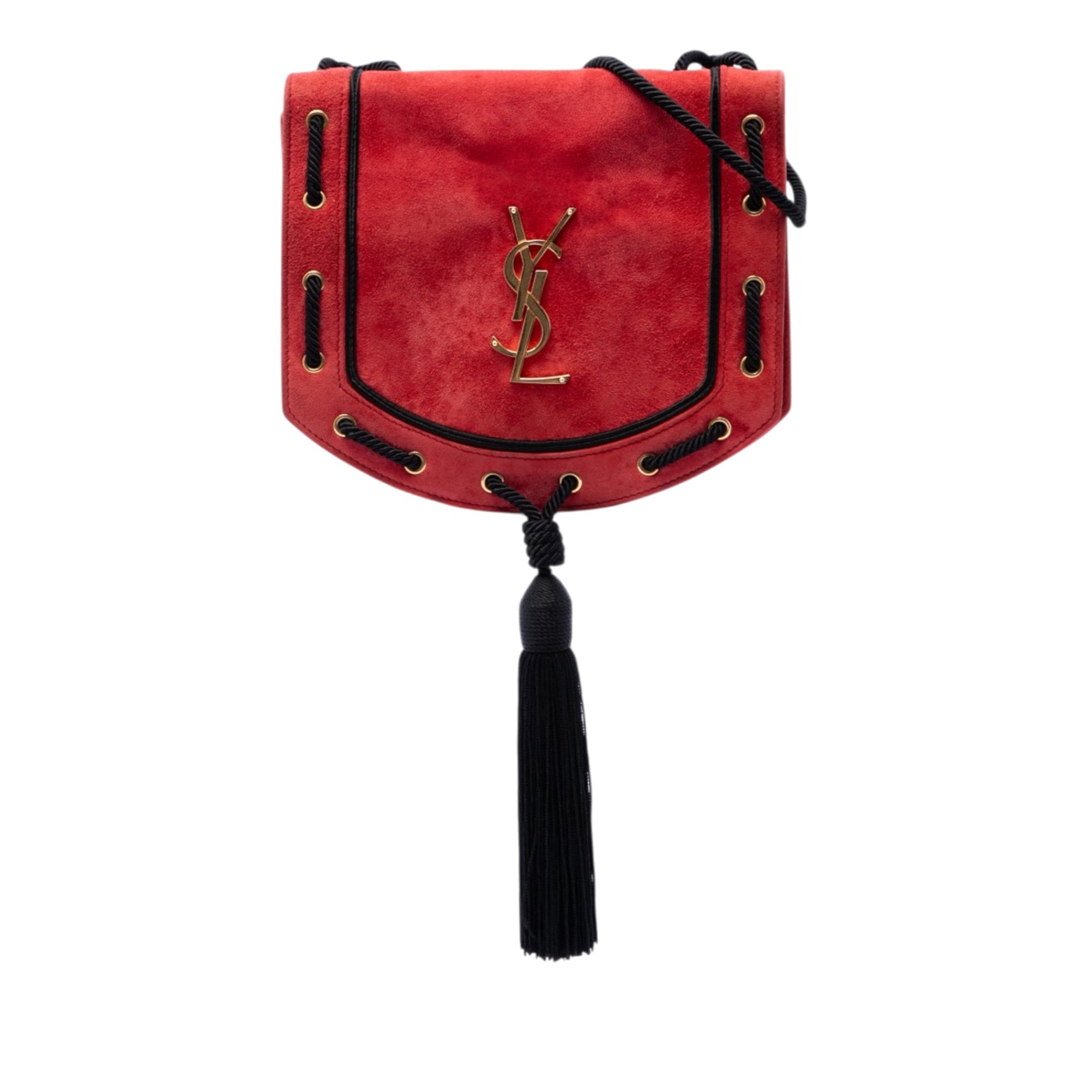 Saint Laurent Suede Monogram Fetish Tassel Crossbody