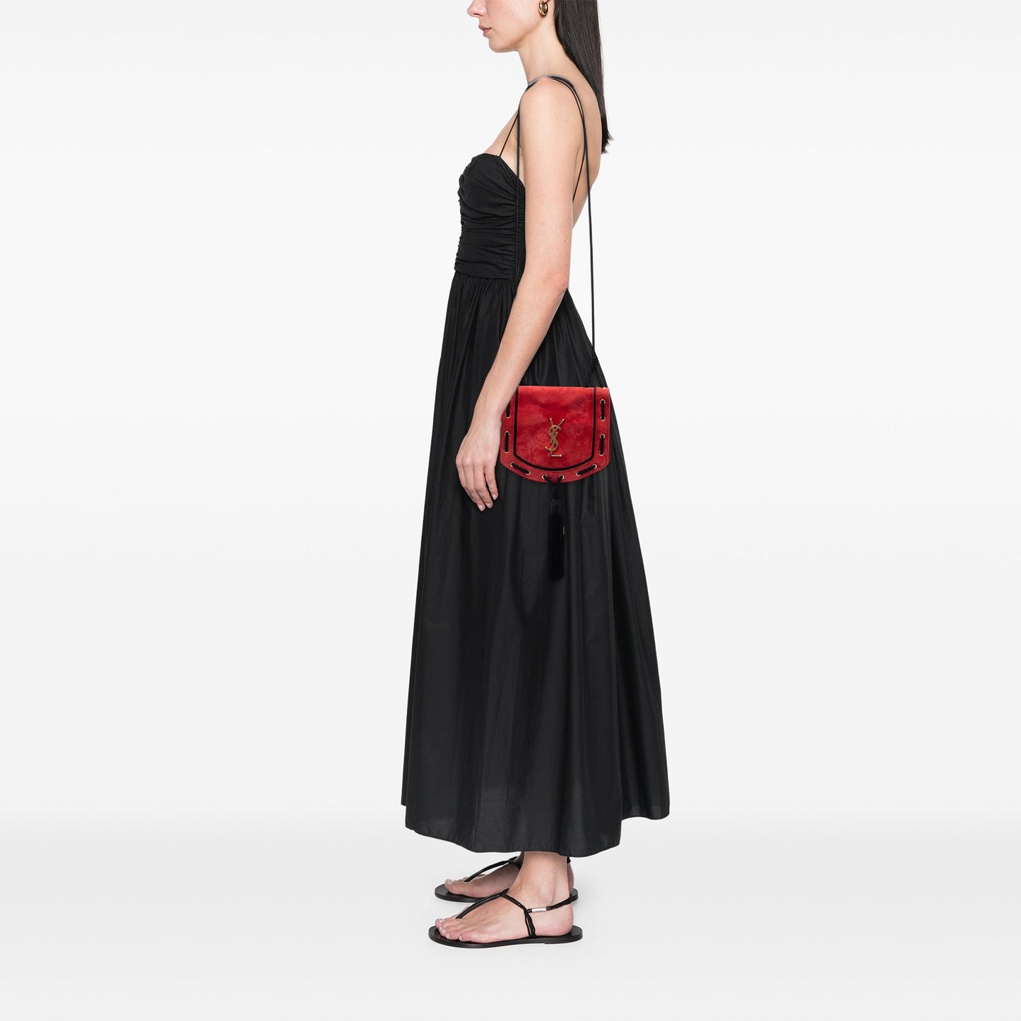Saint Laurent Suede Monogram Fetish Tassel Crossbody