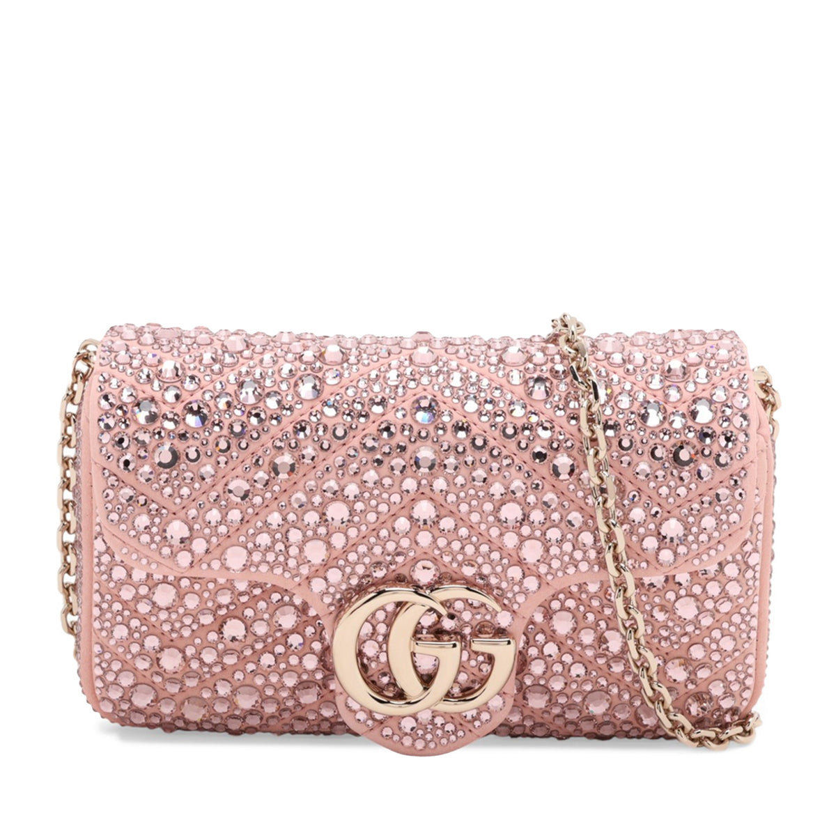 Gucci Mini GG Marmont Matelasse Suede Crystal Embellished Crossbody