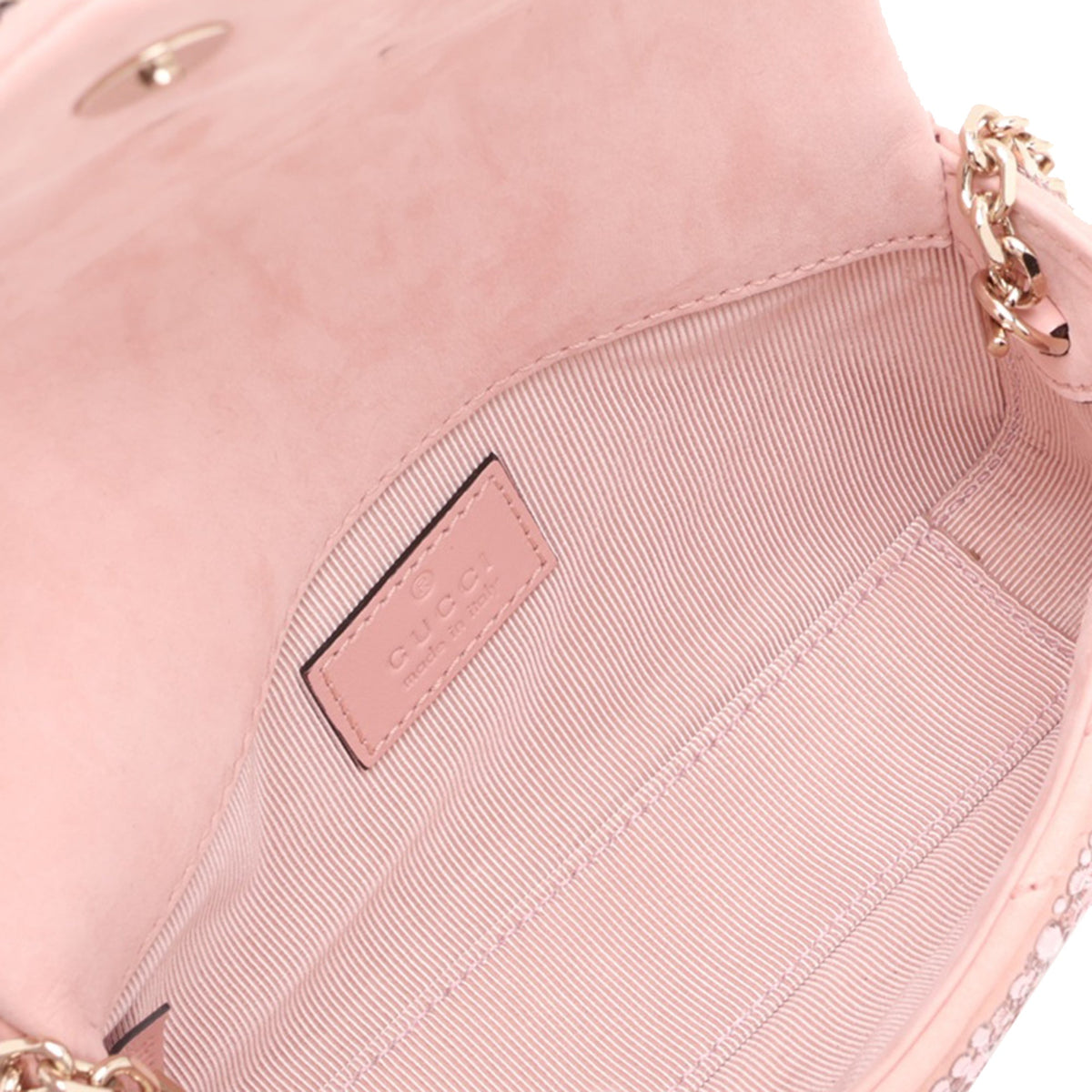 Gucci Mini GG Marmont Matelasse Suede Crystal Embellished Crossbody