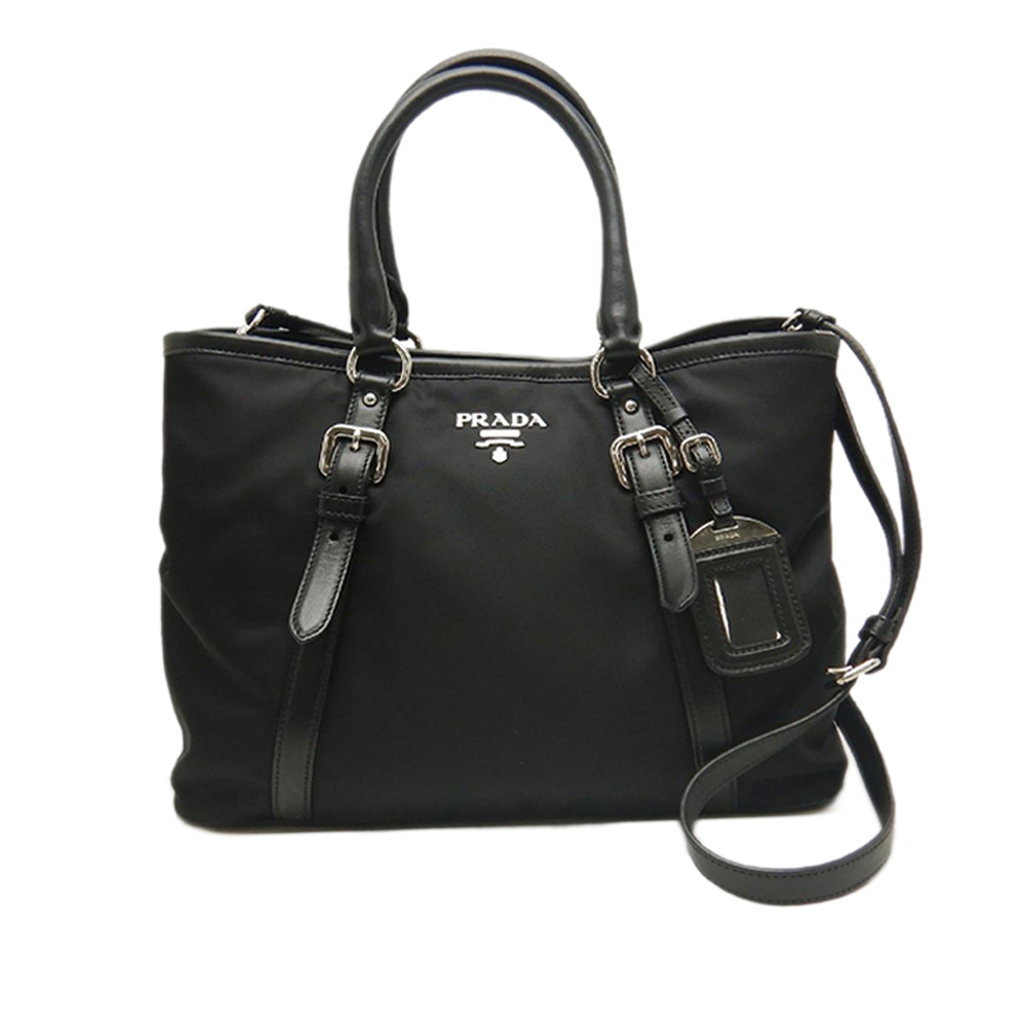 Prada Soft Calf Trimmed Tessuto Satchel