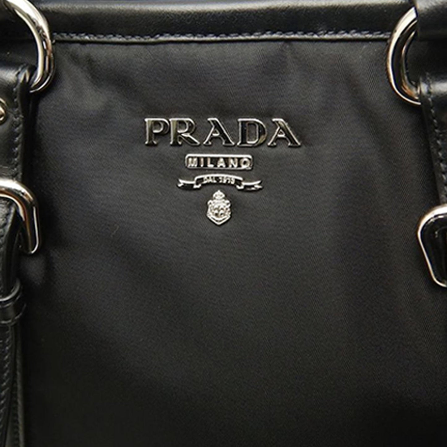 Prada Soft Calf Trimmed Tessuto Satchel