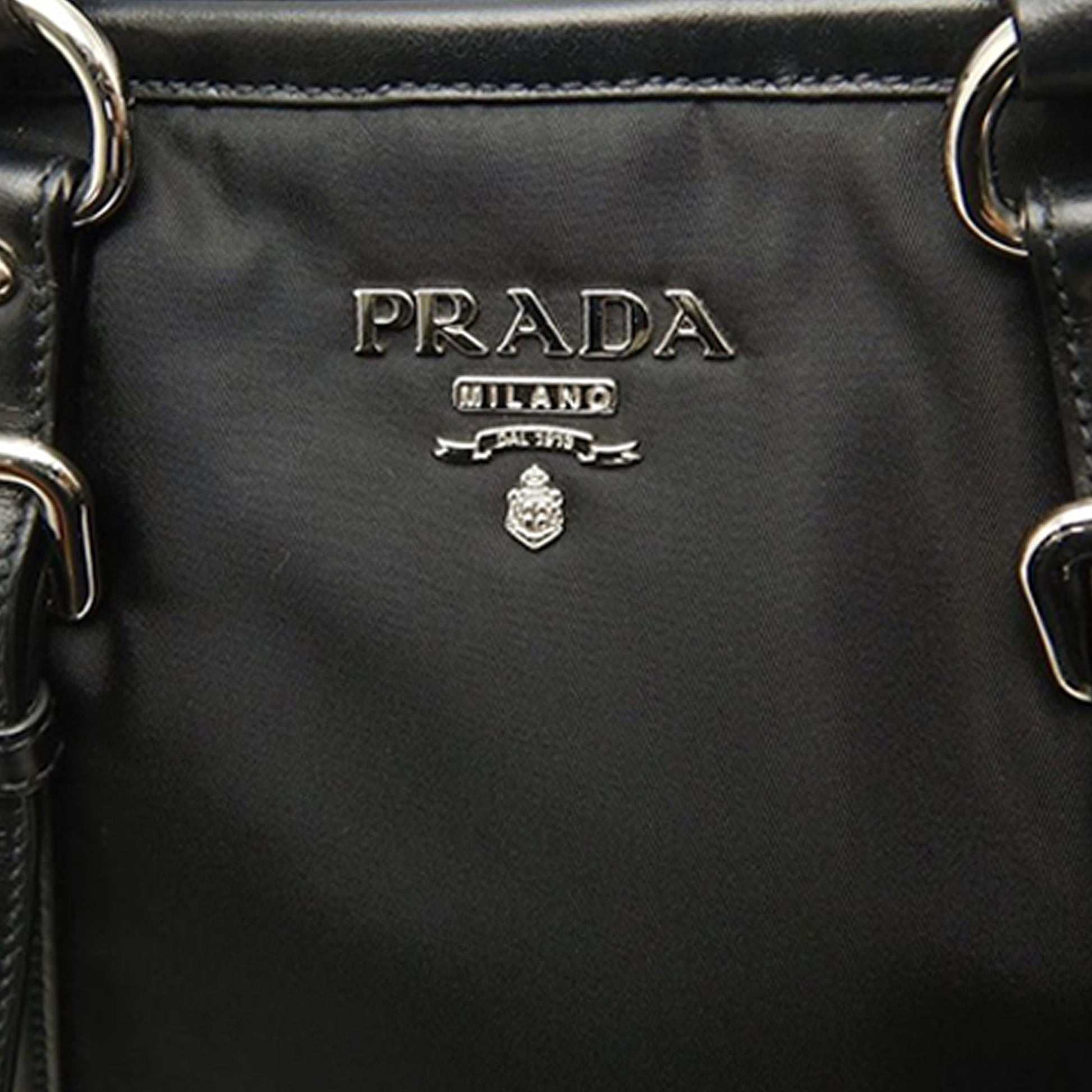 Prada Soft Calf Trimmed Tessuto Satchel