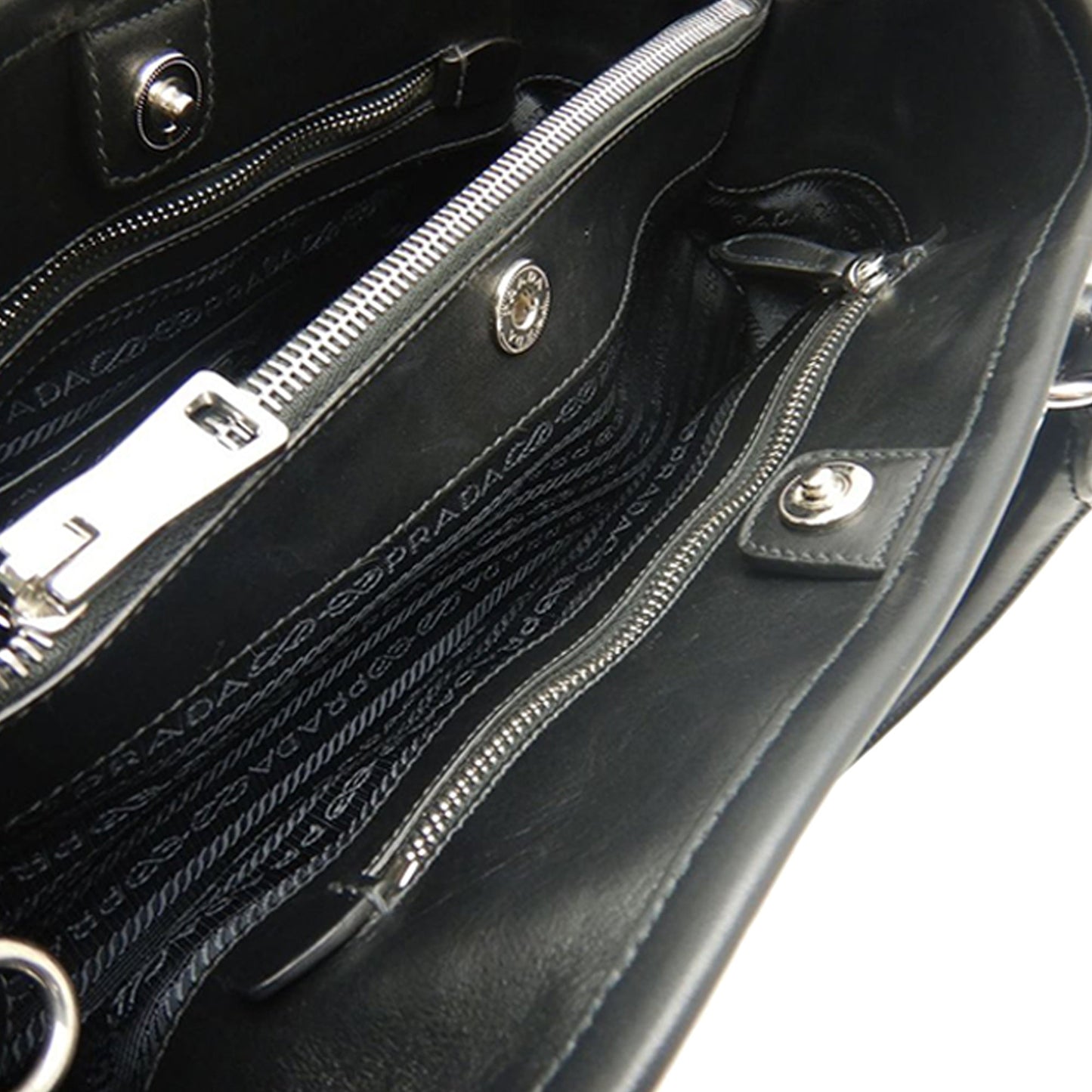 Prada Soft Calf Trimmed Tessuto Satchel