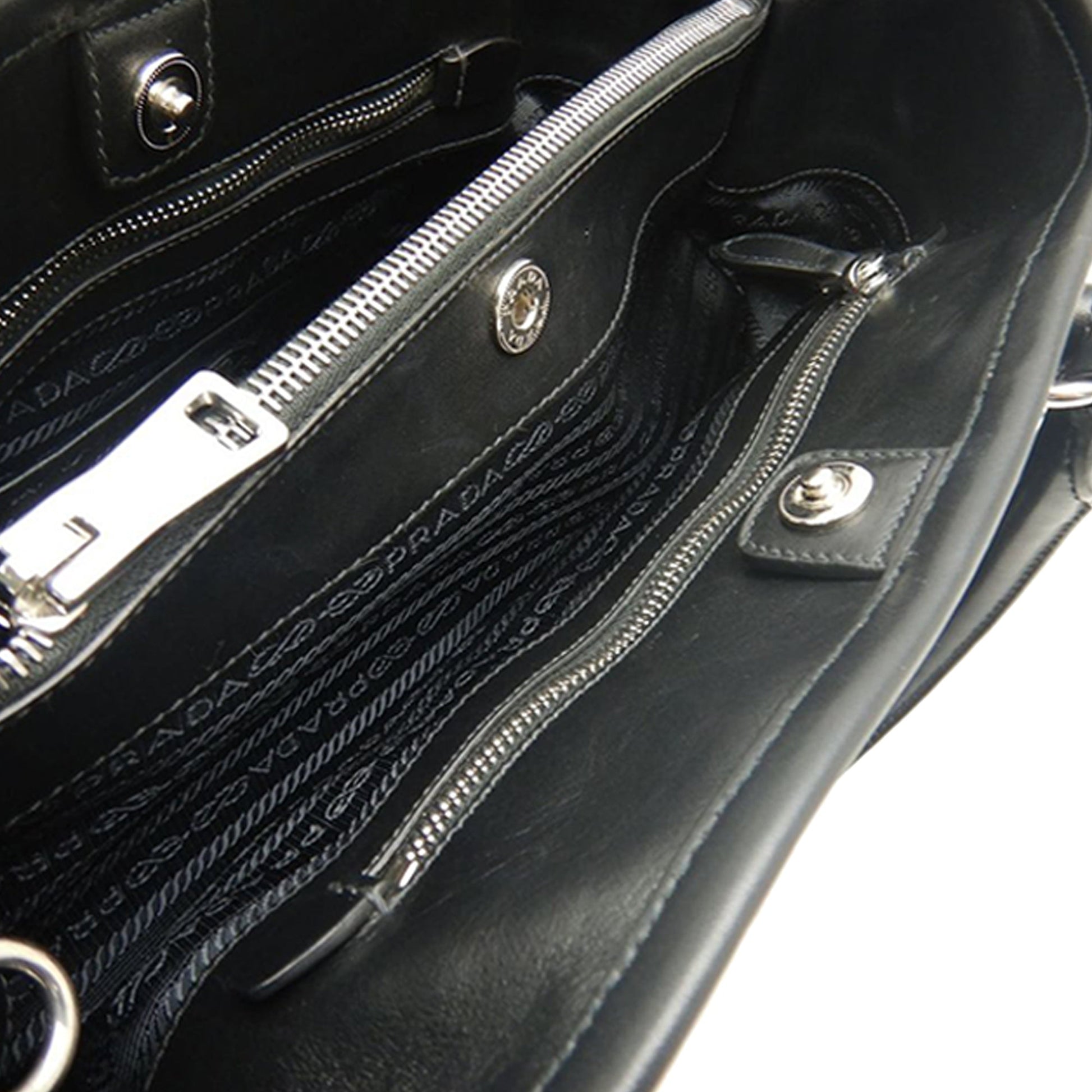 Prada Soft Calf Trimmed Tessuto Satchel
