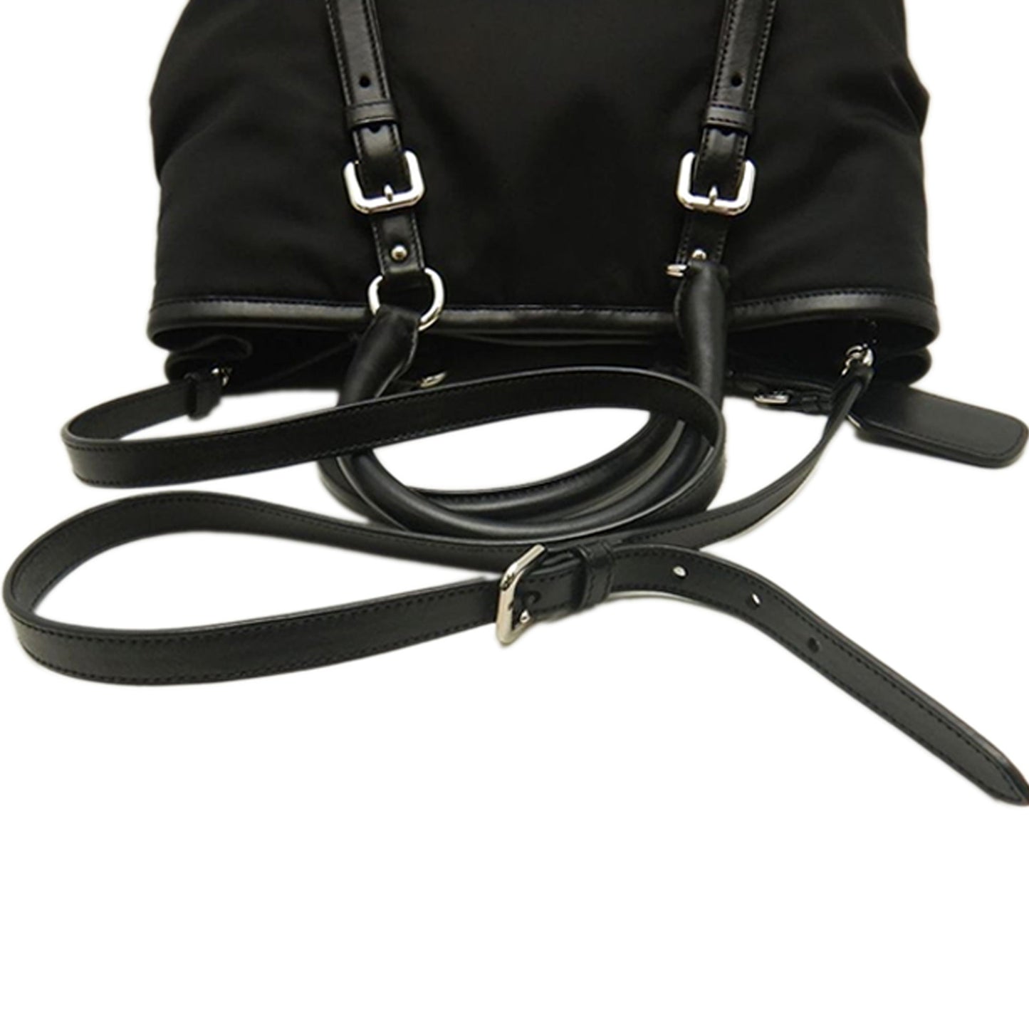 Prada Soft Calf Trimmed Tessuto Satchel