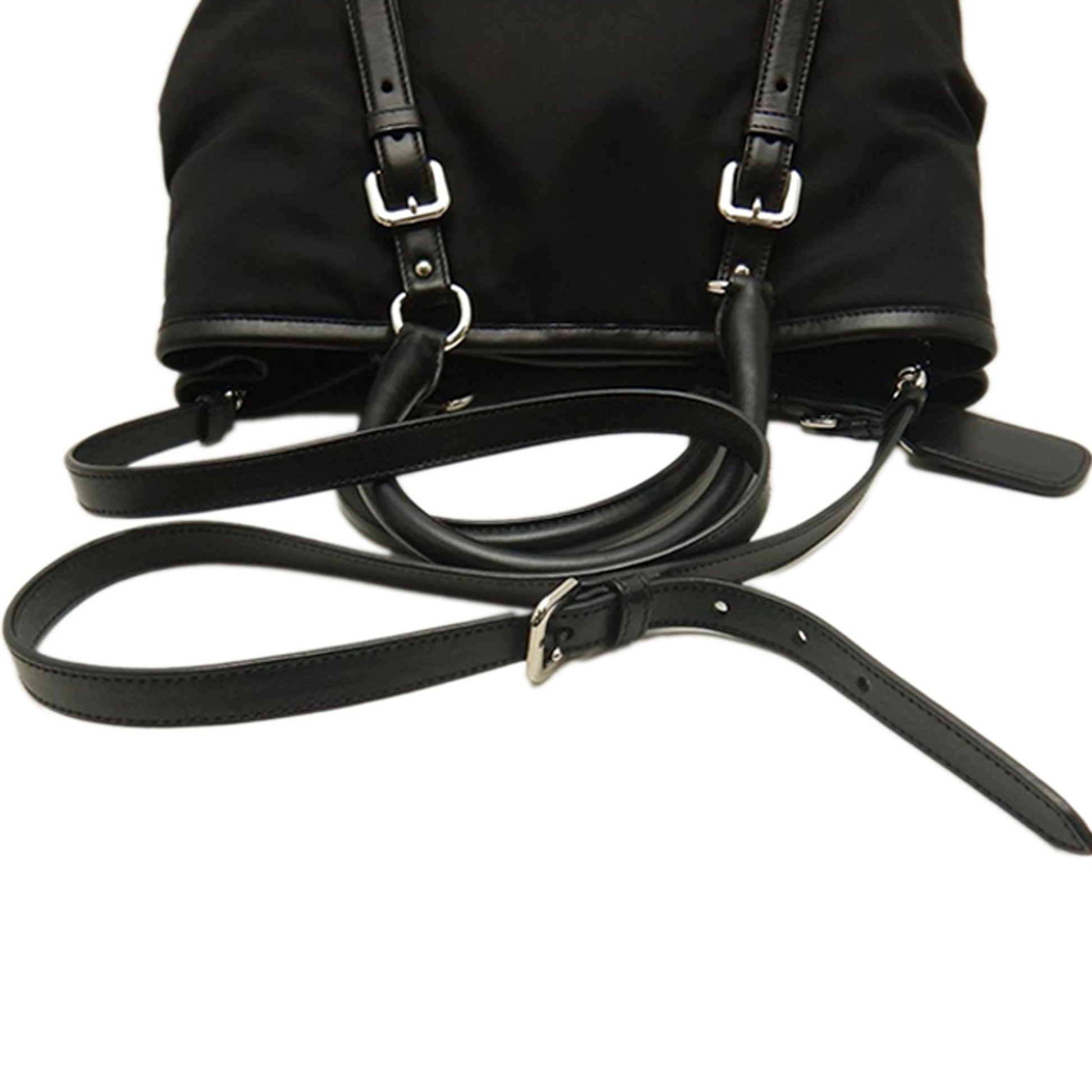 Prada Soft Calf Trimmed Tessuto Satchel