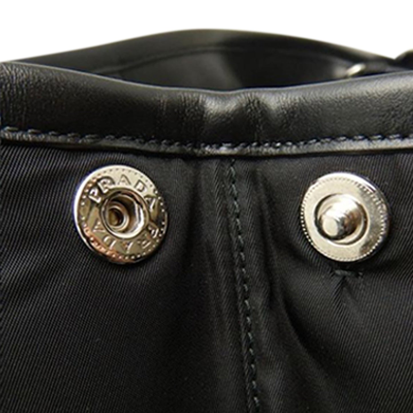 Prada Soft Calf Trimmed Tessuto Satchel