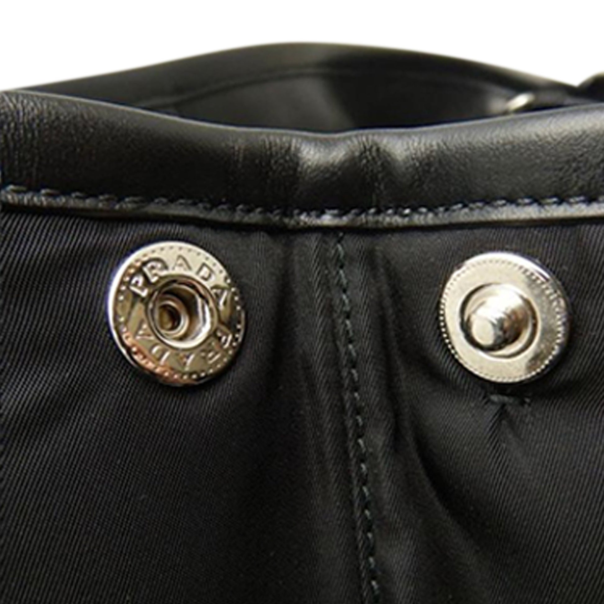 Prada Soft Calf Trimmed Tessuto Satchel