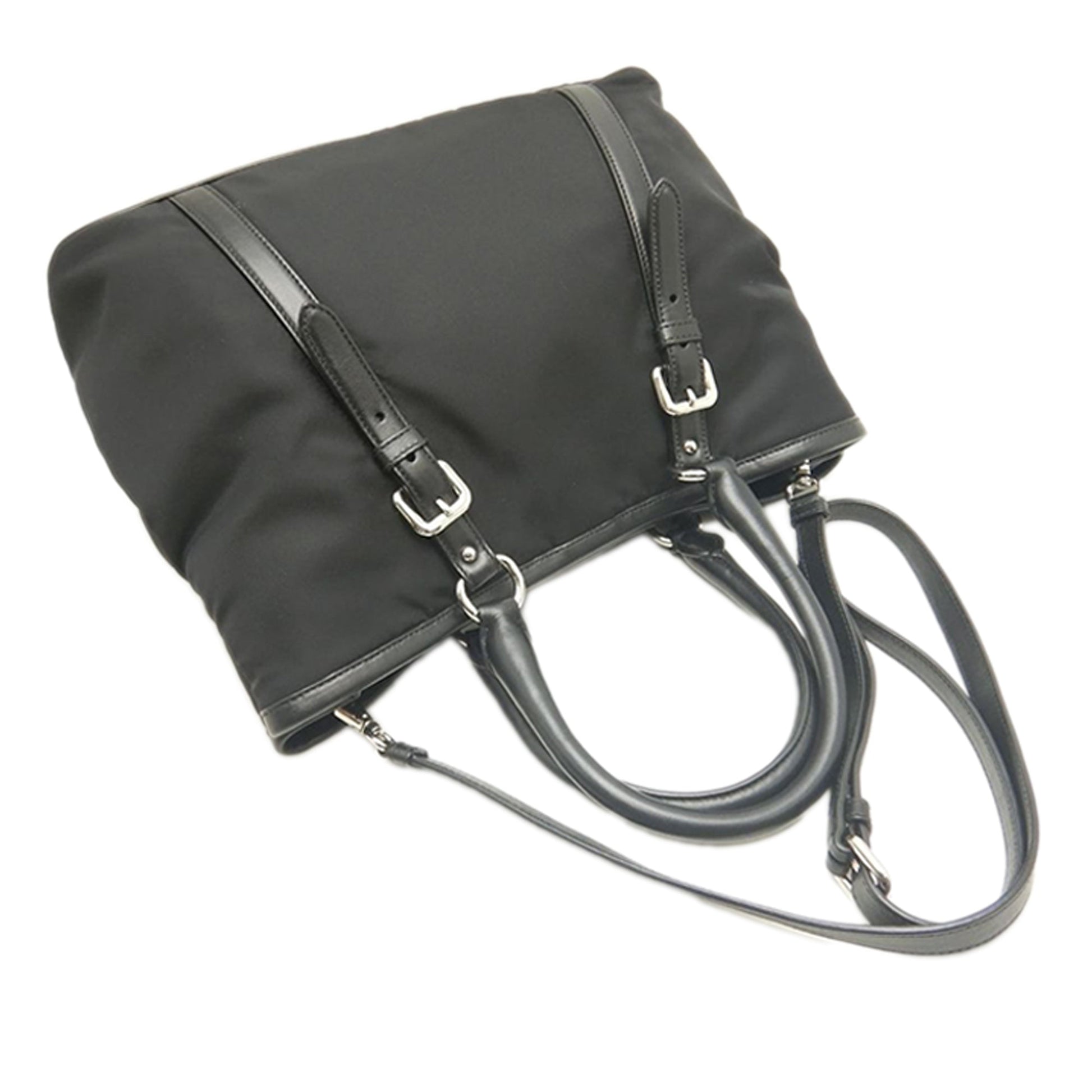 Prada Soft Calf Trimmed Tessuto Satchel