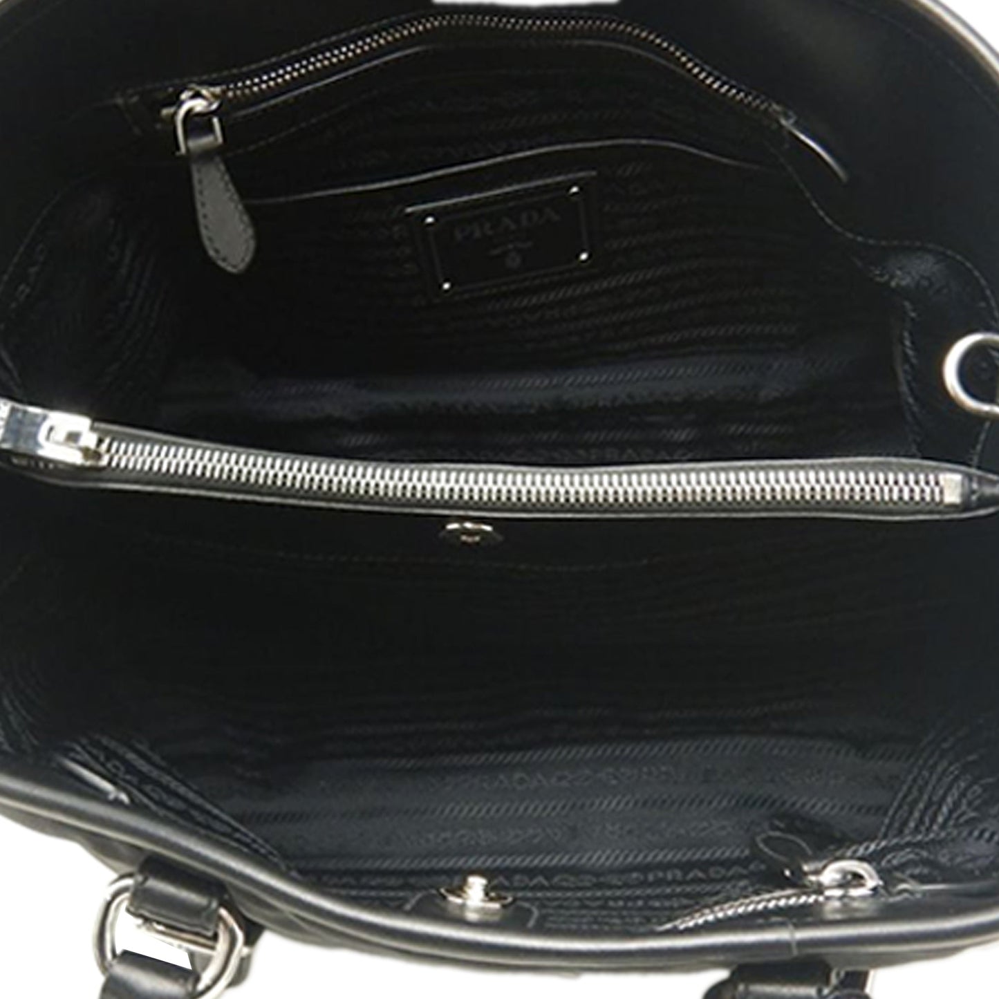 Prada Soft Calf Trimmed Tessuto Satchel