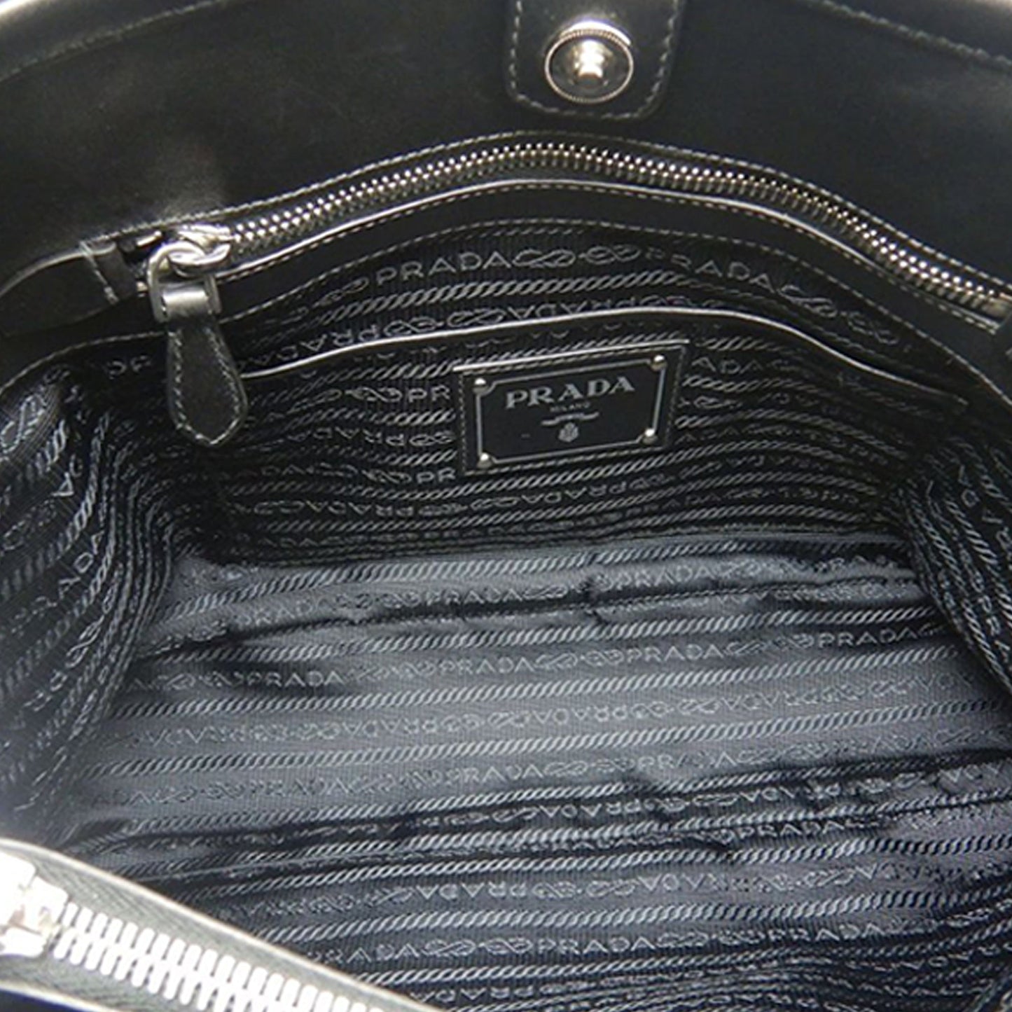 Prada Soft Calf Trimmed Tessuto Satchel