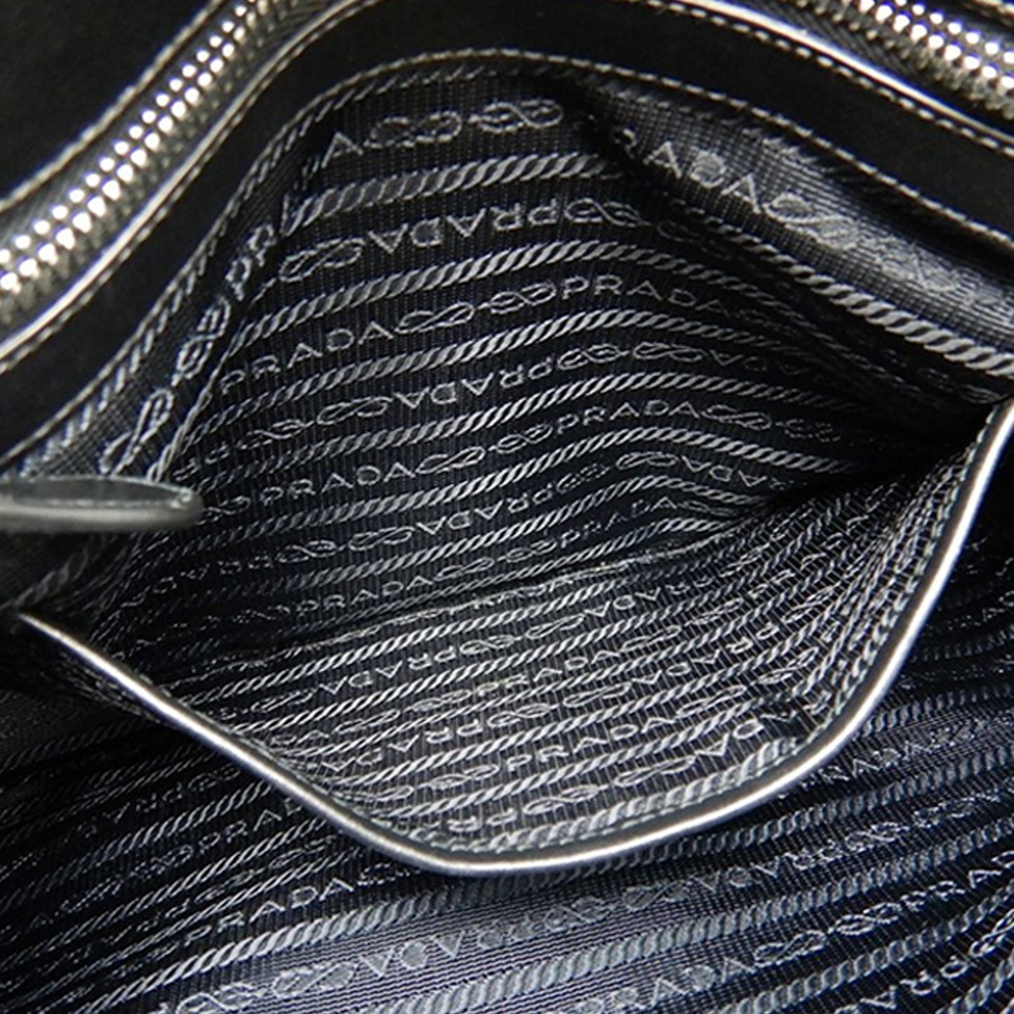 Prada Soft Calf Trimmed Tessuto Satchel