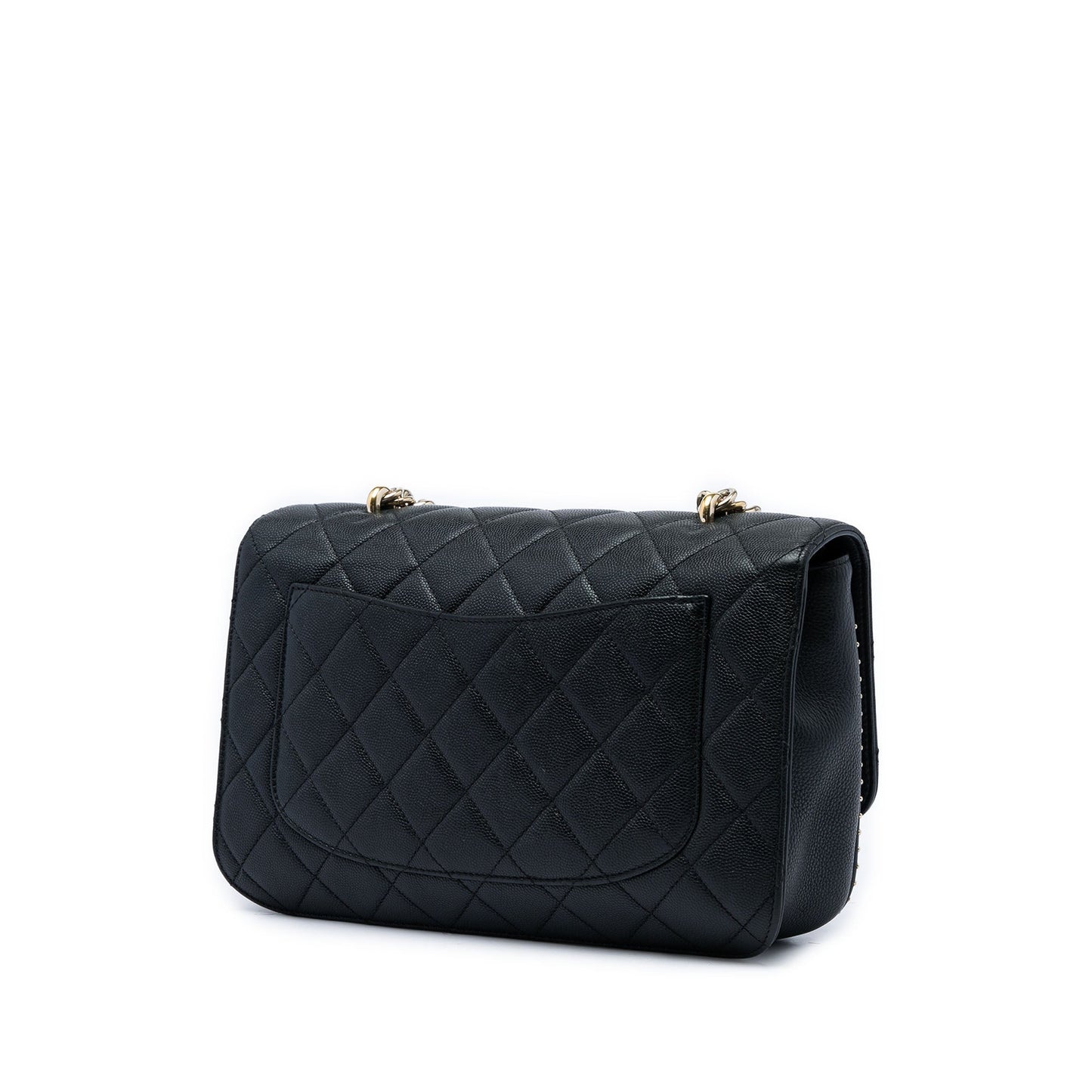 Chanel Large CC Quilted Caviar Studded Single Flap