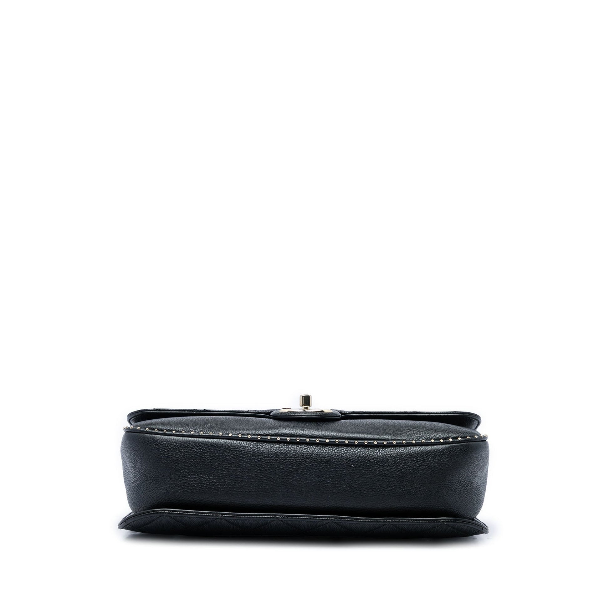 Chanel Large CC Quilted Caviar Studded Single Flap