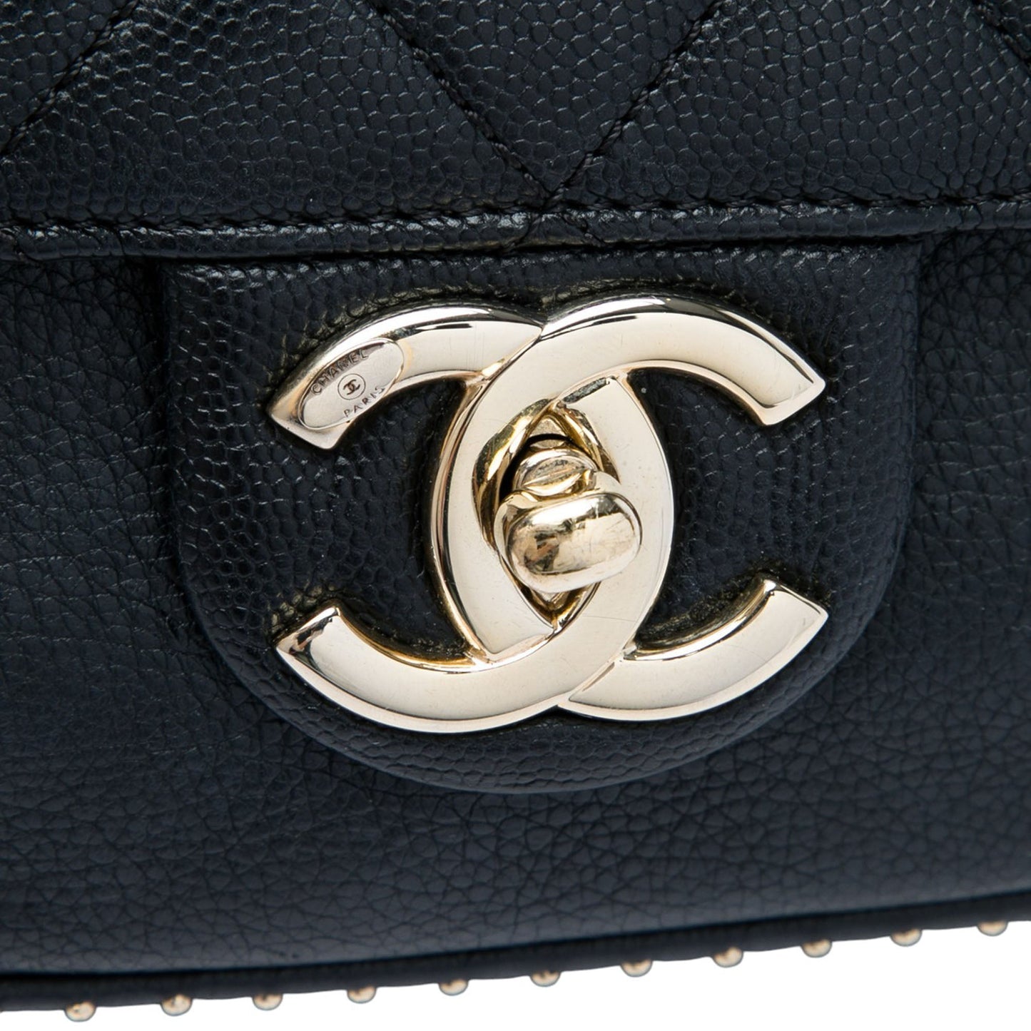 Chanel Large CC Quilted Caviar Studded Single Flap