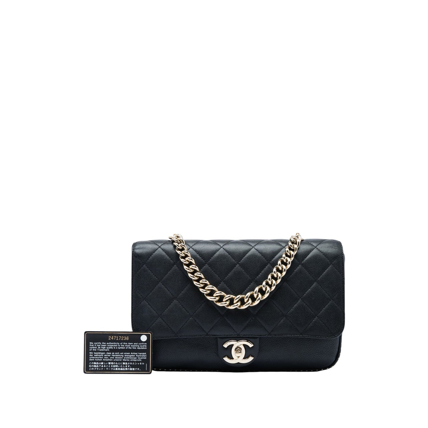 Chanel Large CC Quilted Caviar Studded Single Flap