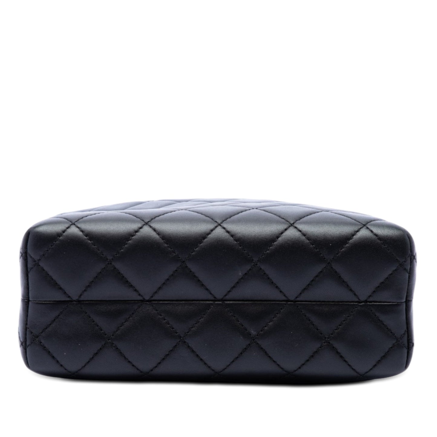 Chanel CC Quilted Lambskin Kiss Lock Minaudiere Chain Crossbody