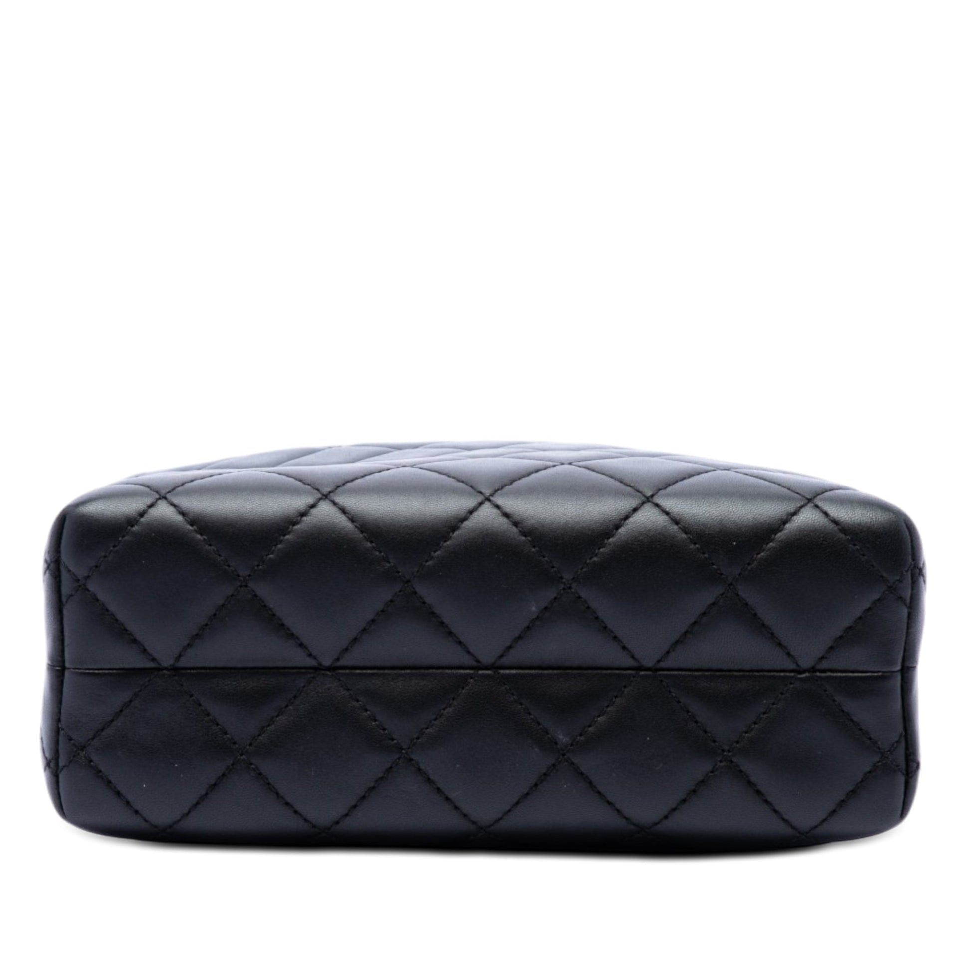 Chanel CC Quilted Lambskin Kiss Lock Minaudiere Chain Crossbody