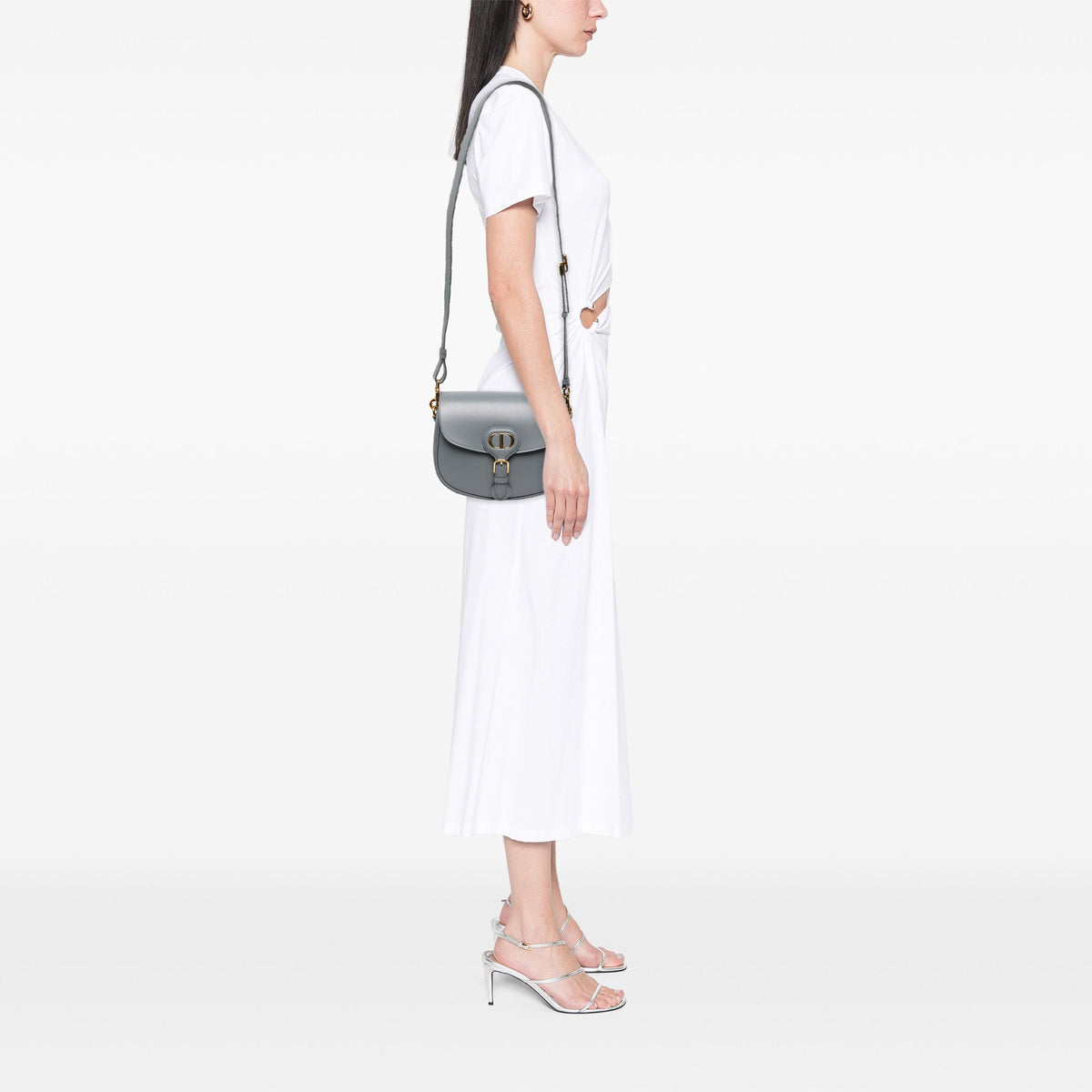 Dior Medium Leather Bobby Crossbody — Gray