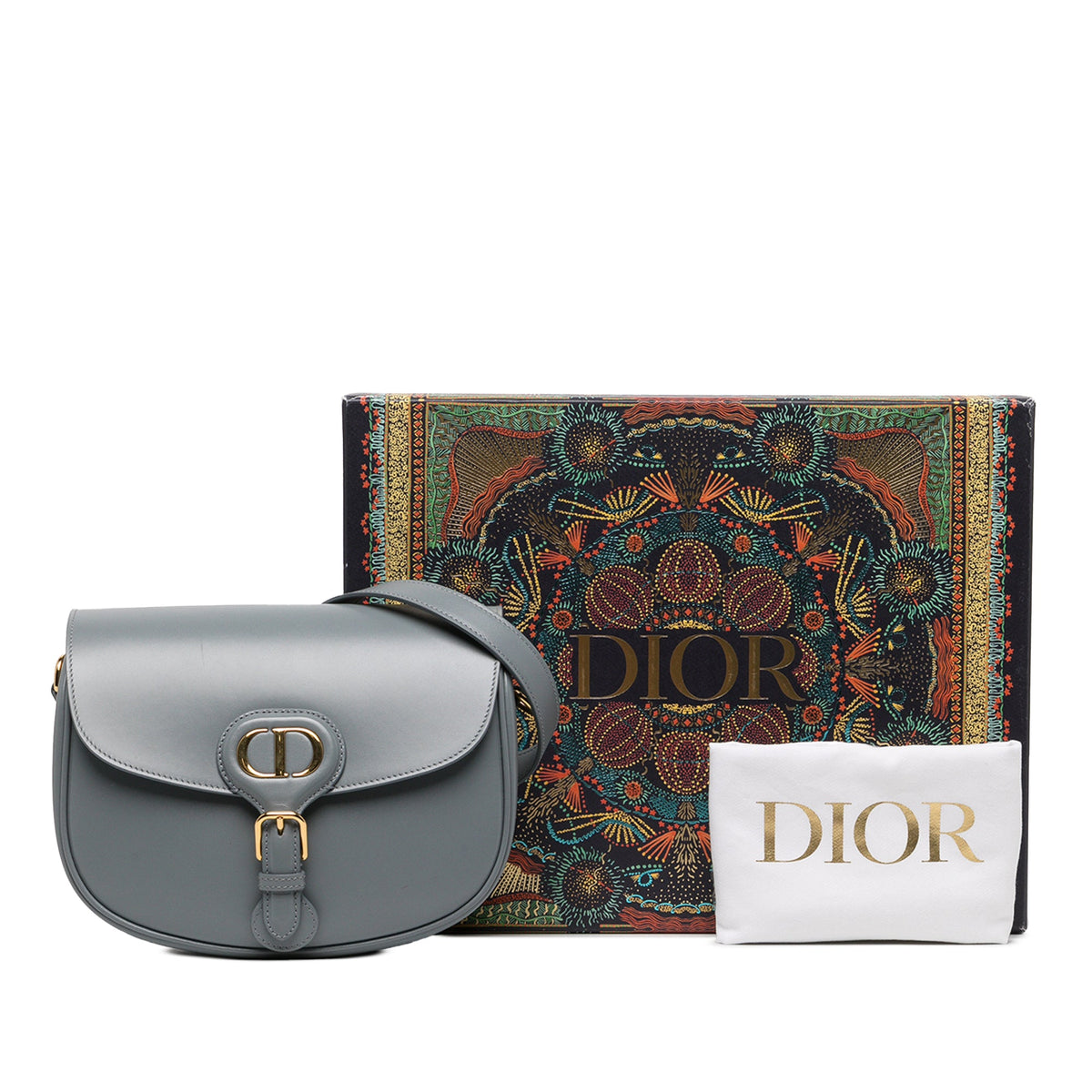 Dior Medium Leather Bobby Crossbody — Gray