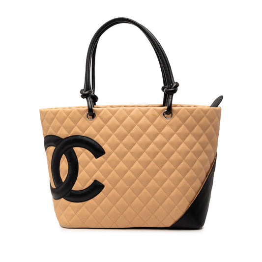 Large Quilted Lambskin Cambon Ligne Tote