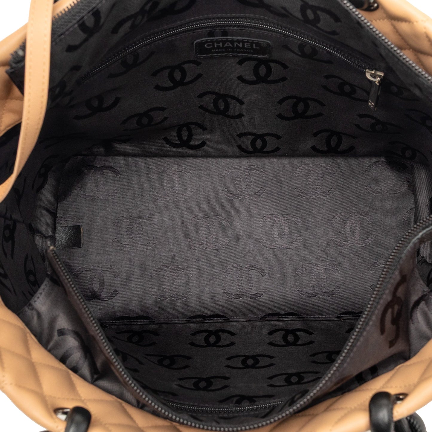 Large Quilted Lambskin Cambon Ligne Tote