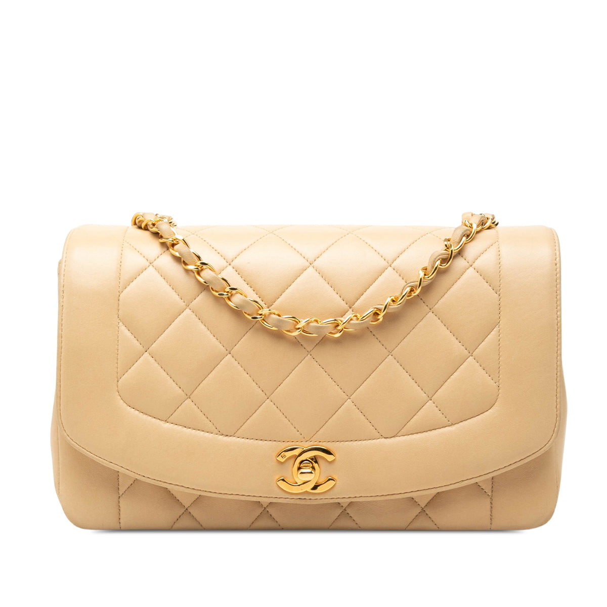 Chanel Medium Lambskin Diana Flap — Beige