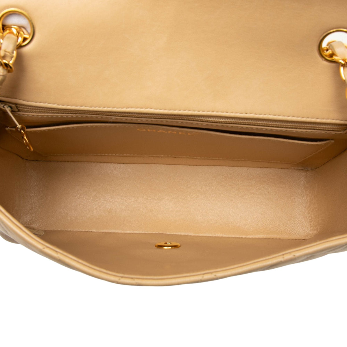Chanel Medium Lambskin Diana Flap — Beige