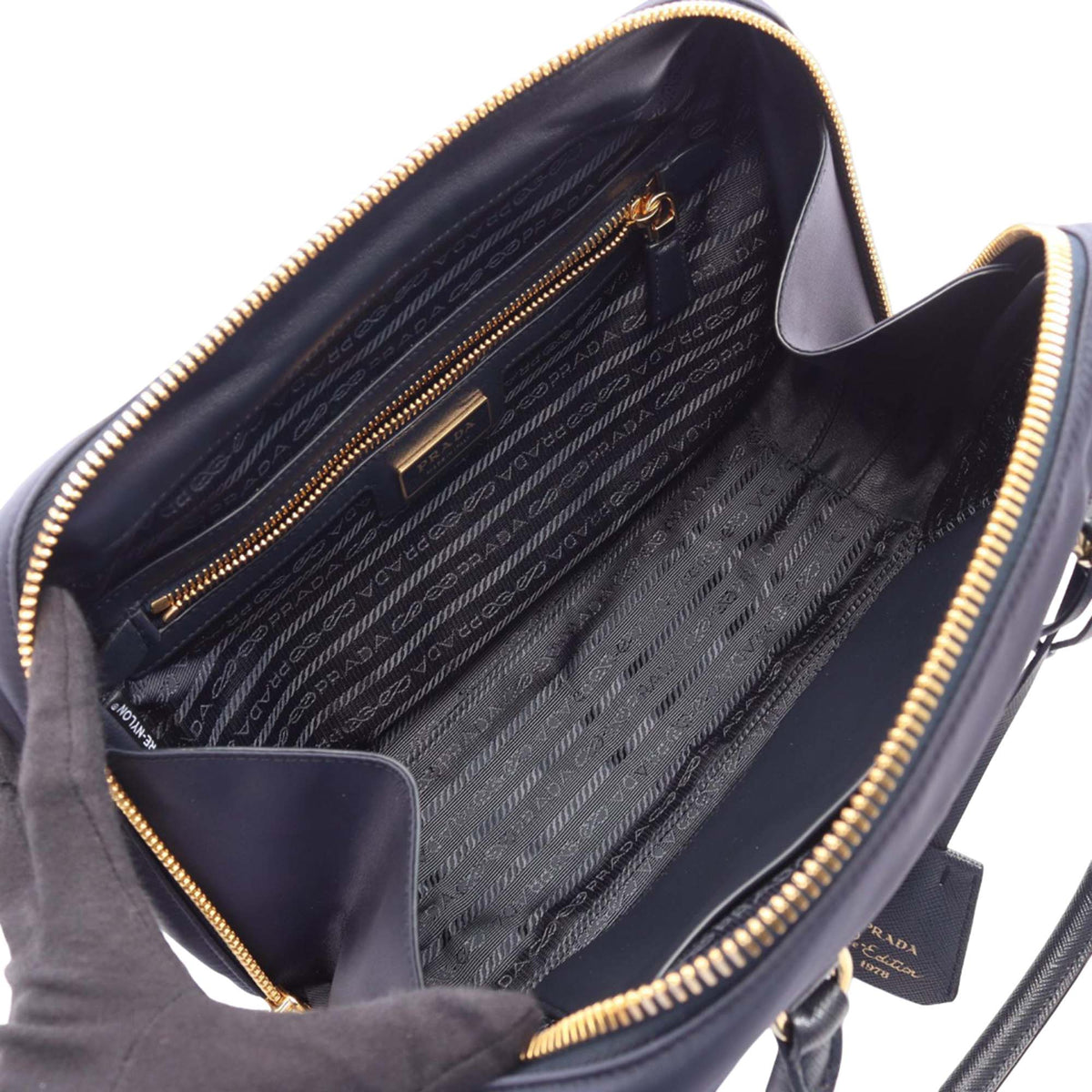 Prada Medium Saffiano Trimmed Re Nylon Re Edition 1978 Handbag — Blue