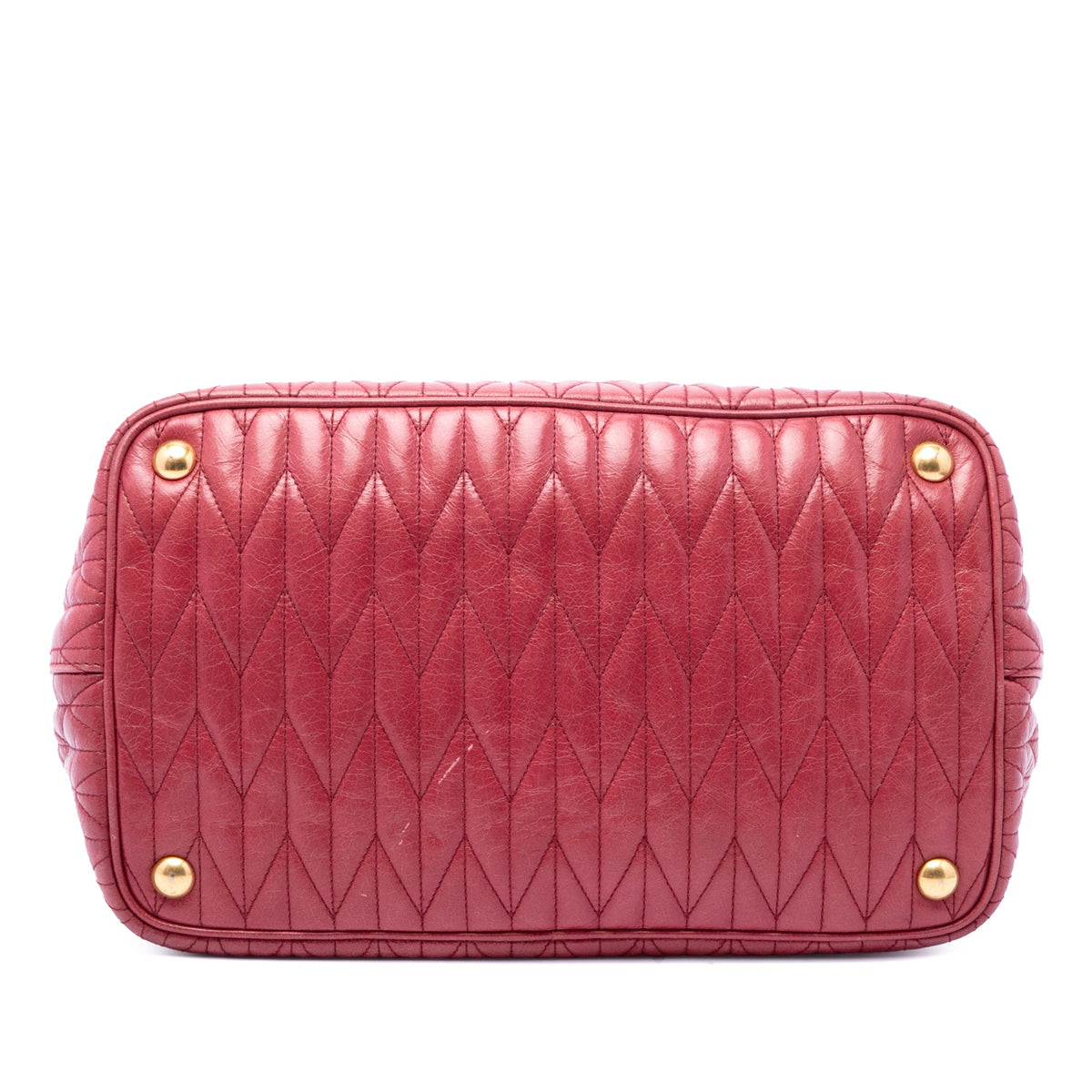 Miu Miu Medium Matelasse Vitello Shine Double Handle Tote — Red