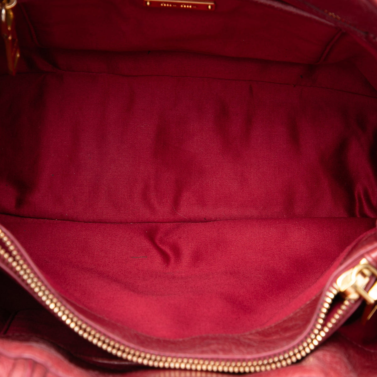 Miu Miu Medium Matelasse Vitello Shine Double Handle Tote — Red
