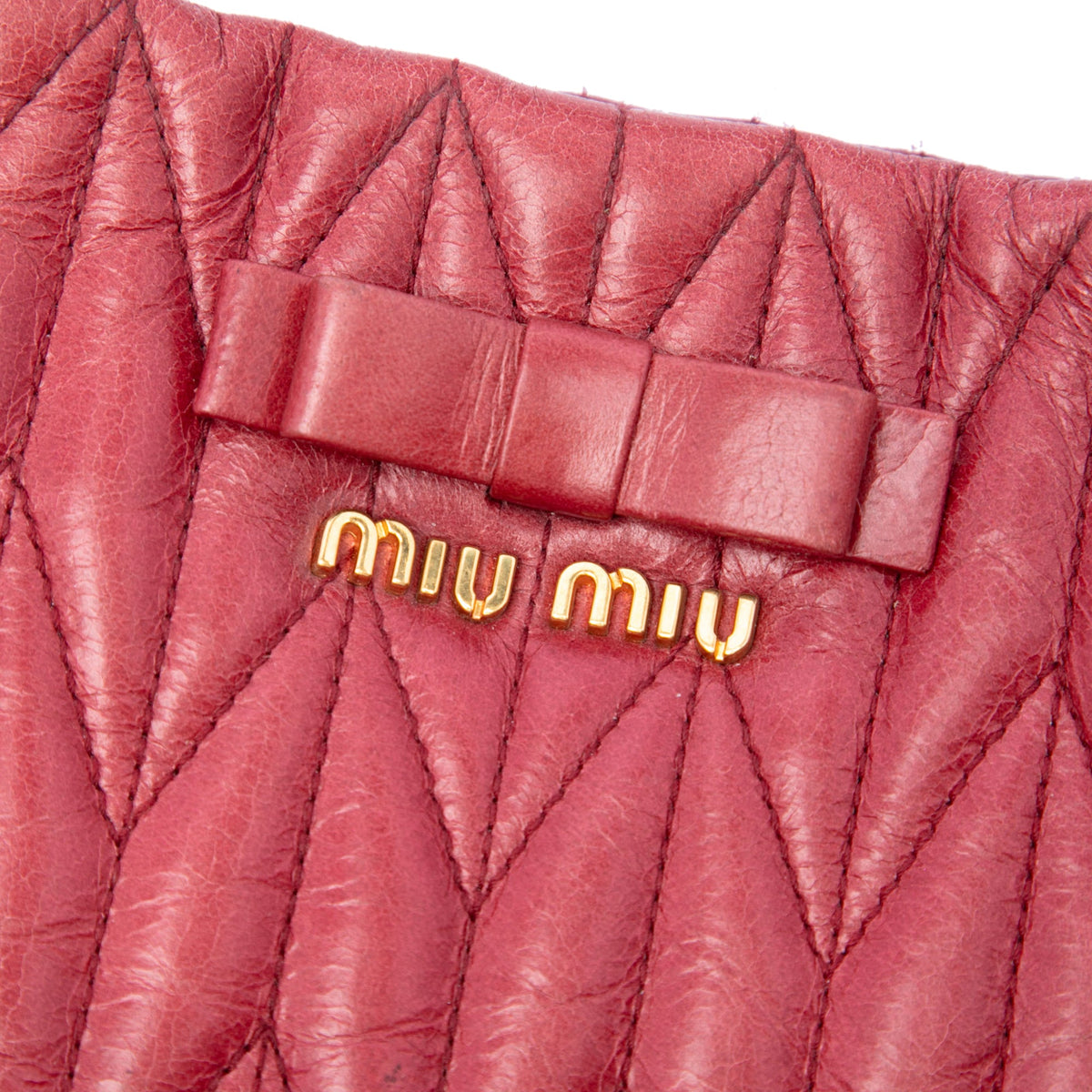 Miu Miu Medium Matelasse Vitello Shine Double Handle Tote — Red