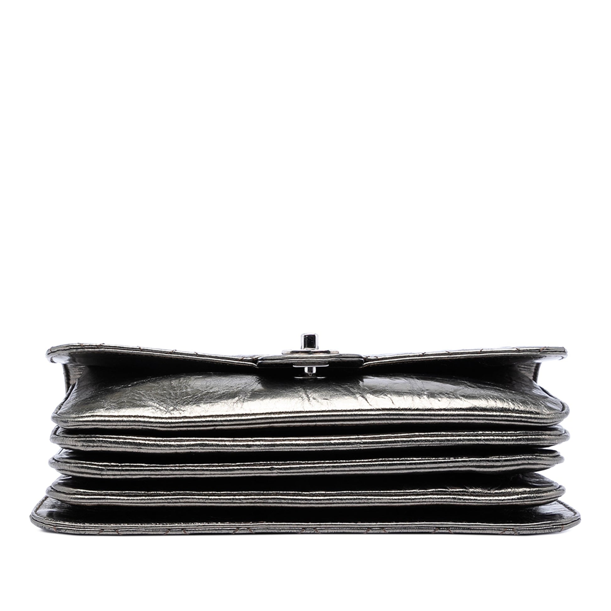 Chanel Medium Metallic Crackled Calfskin Clams Pocket Flap
