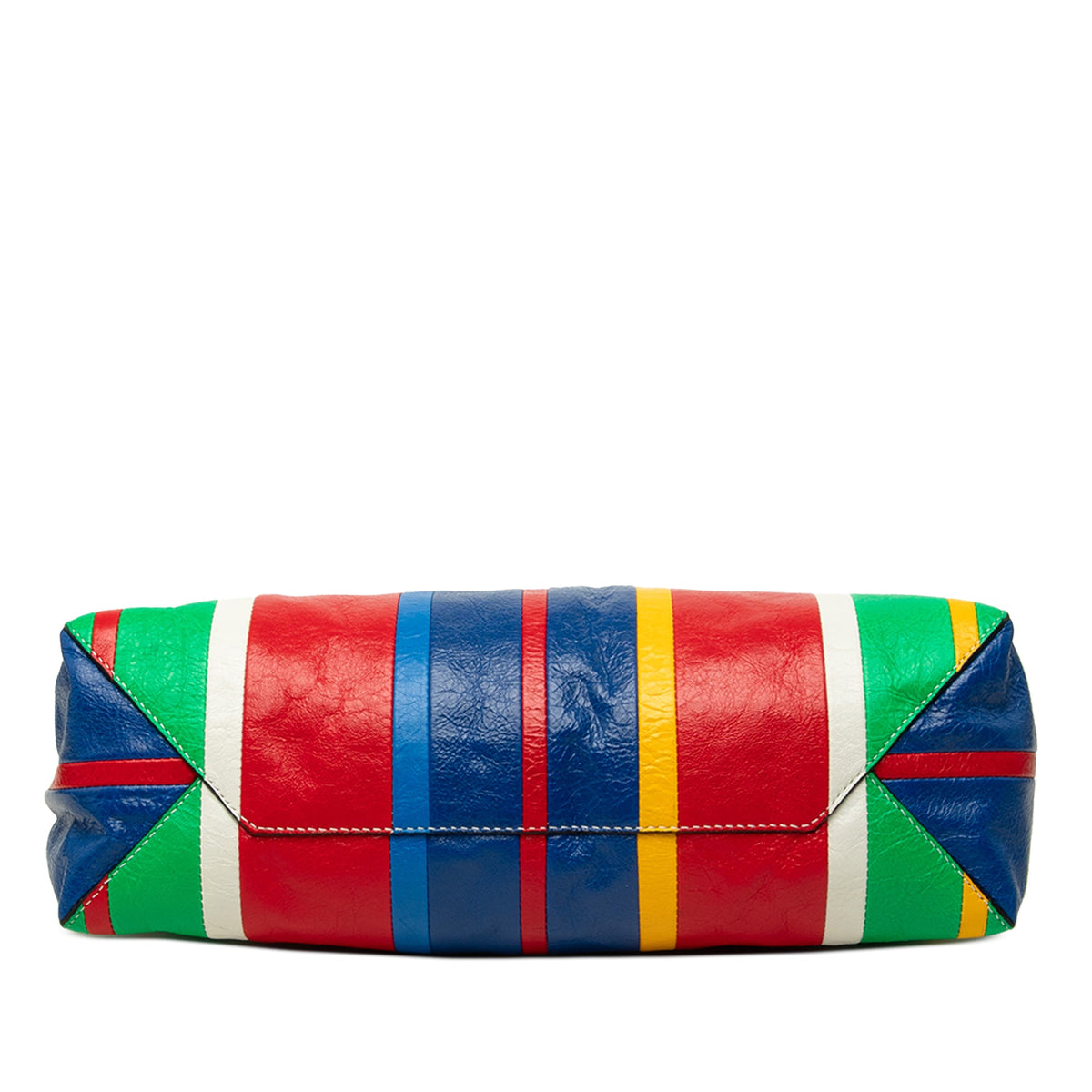Balenciaga Large Lambskin Striped Barbes Z Pouch — Red