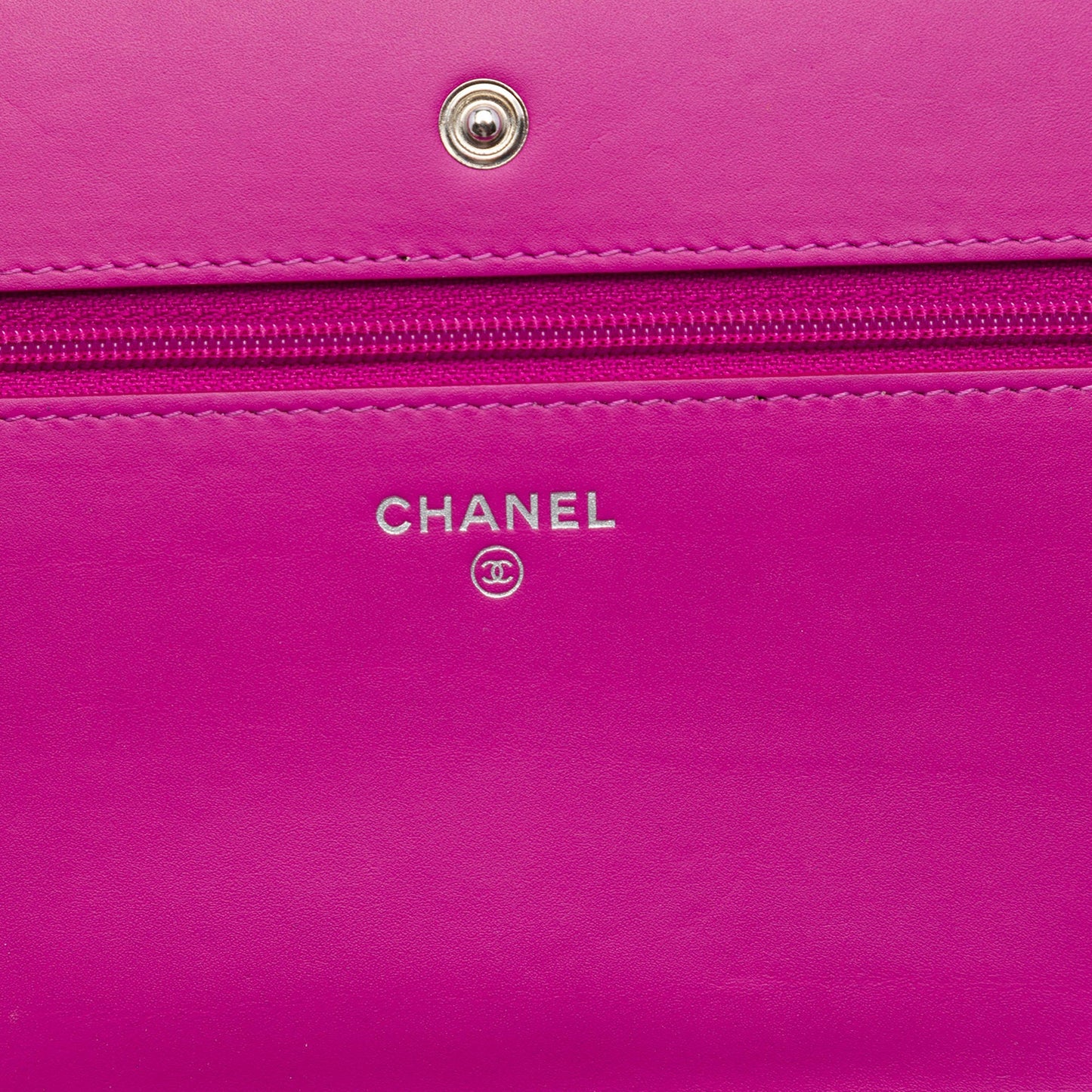 Chanel CC Patent Diamond Quilted Wallet On Chain