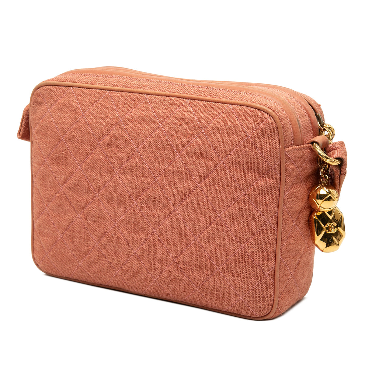 Chanel CC Quilted Linen Double Zip Camera Bag — Pink