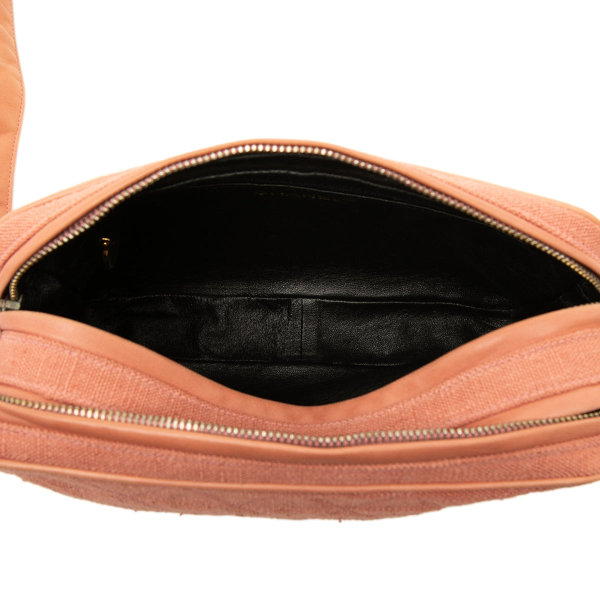 Chanel CC Quilted Linen Double Zip Camera Bag — Pink