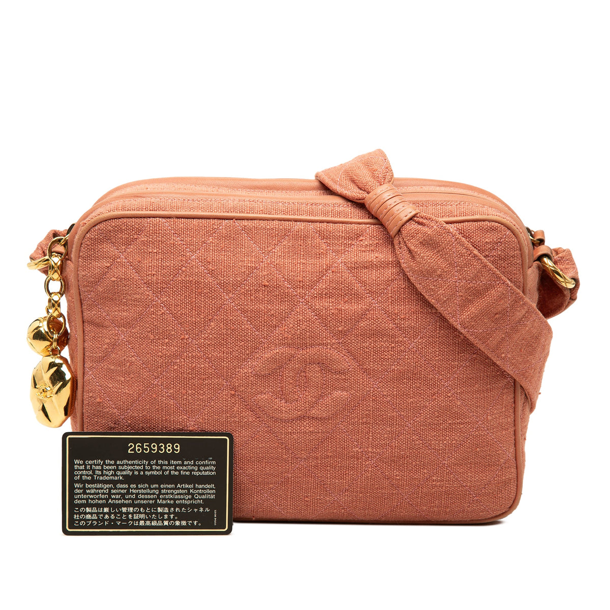 Chanel CC Quilted Linen Double Zip Camera Bag — Pink