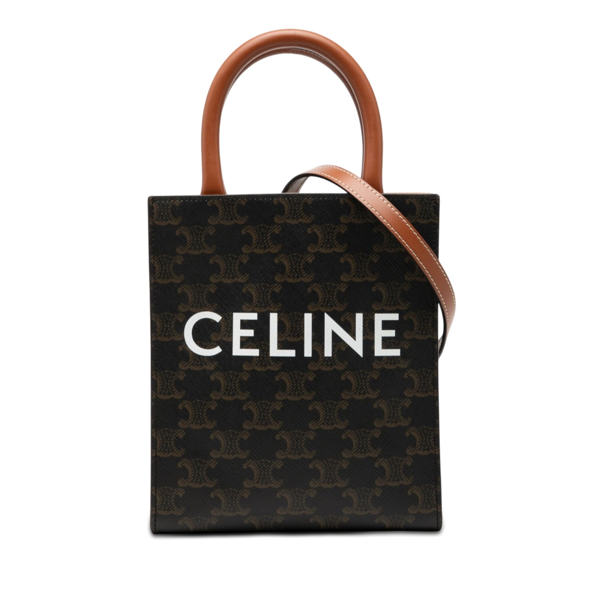 Celine Mini Triomphe Coated Canvas Vertical Cabas Satchel