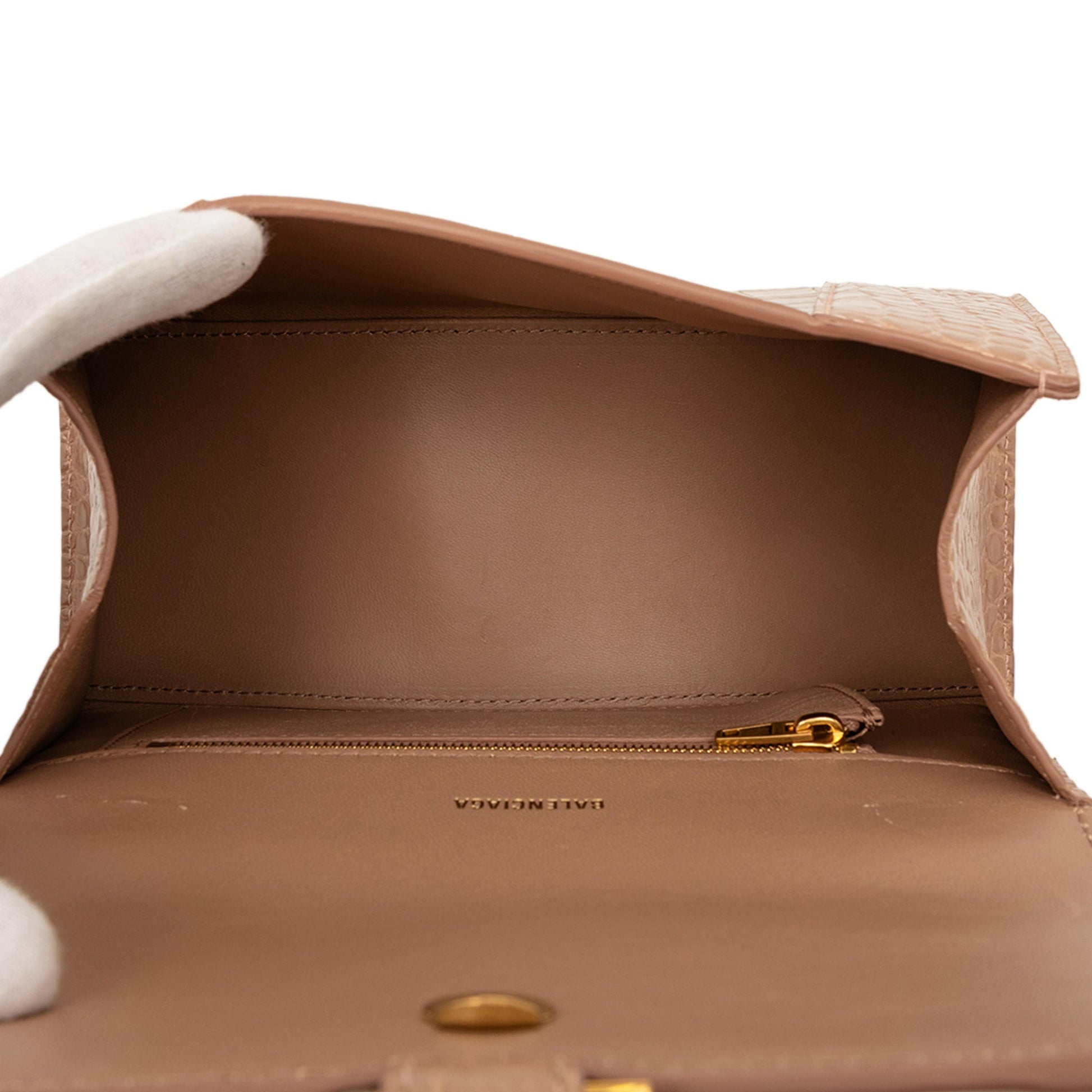 Balenciaga Small Croc Embossed Hourglass Top Handle Bag