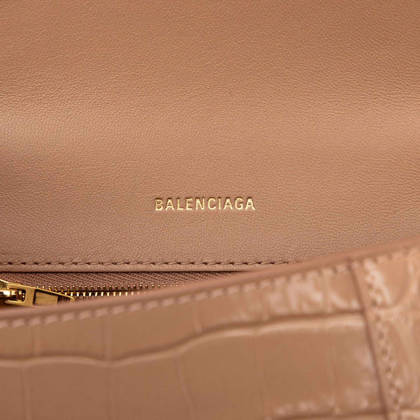 Balenciaga Small Croc Embossed Hourglass Top Handle Bag