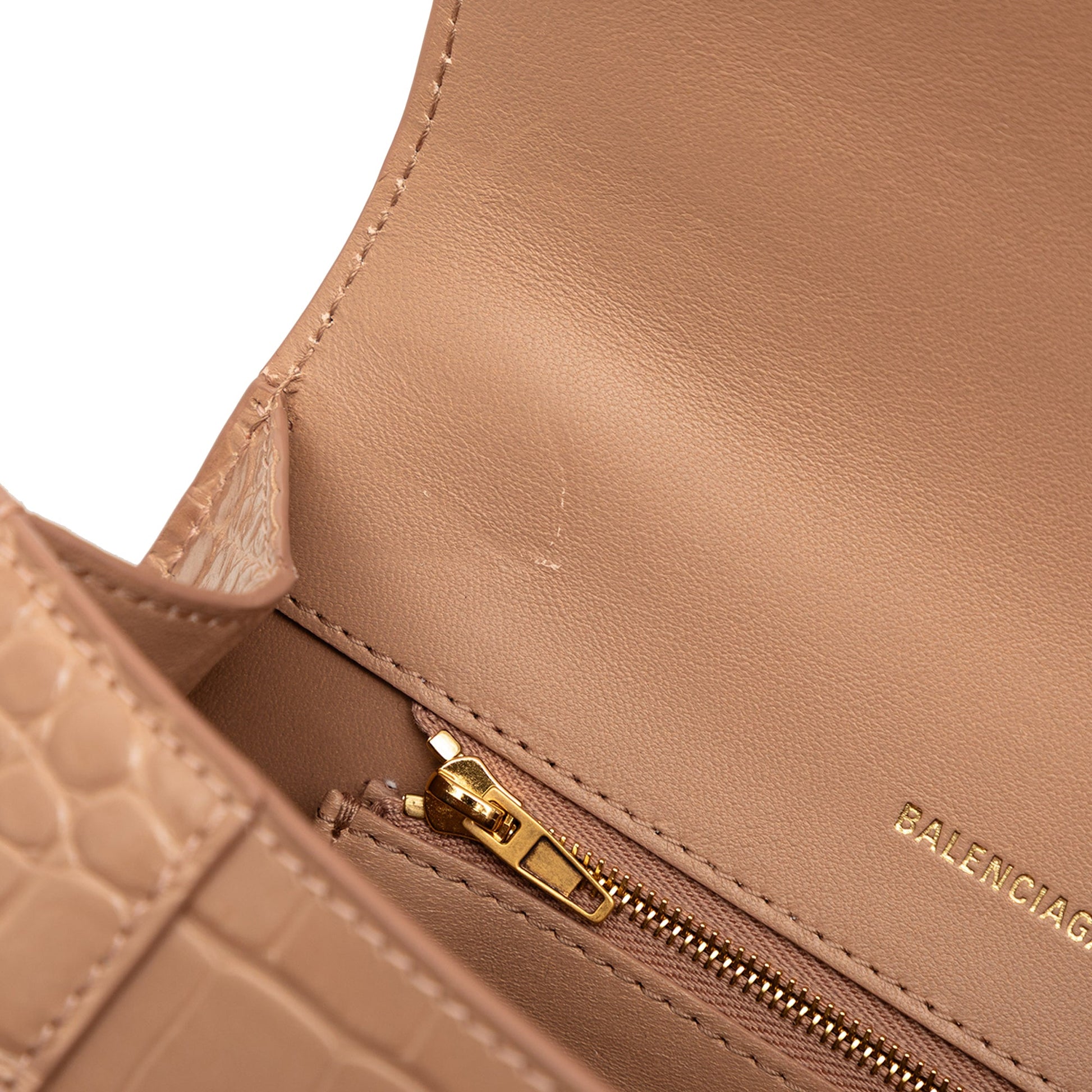 Balenciaga Small Croc Embossed Hourglass Top Handle Bag