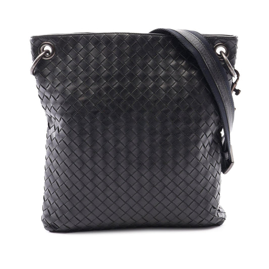 Bottega Veneta Intrecciato Crossbody — Black