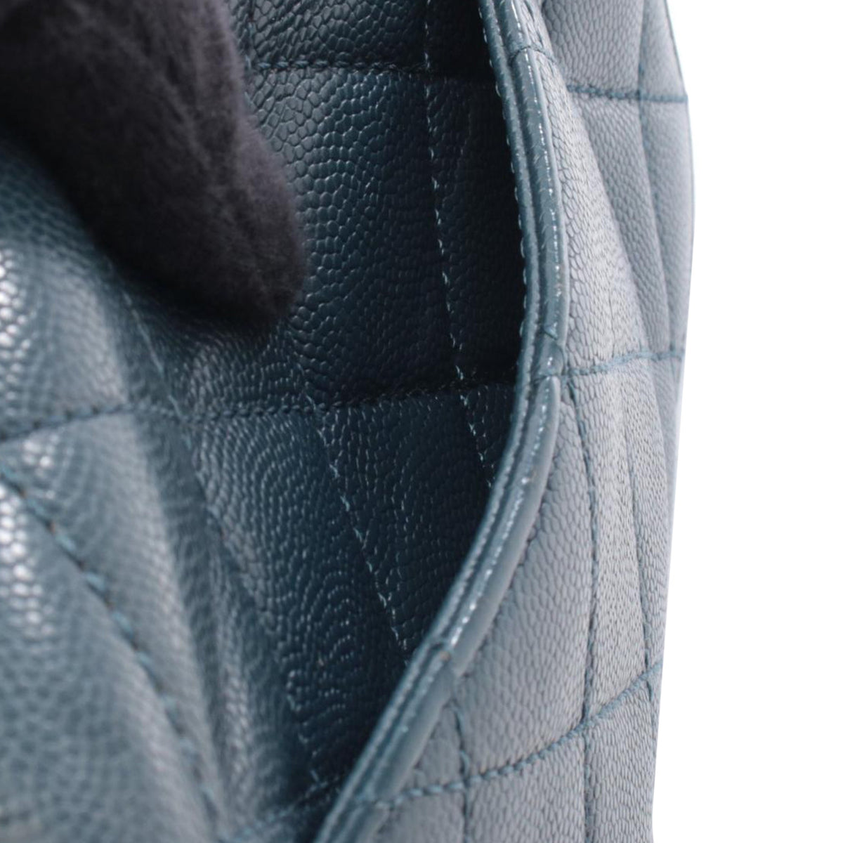 Chanel Quilted Caviar Studded Chain Handle Flap — Blue