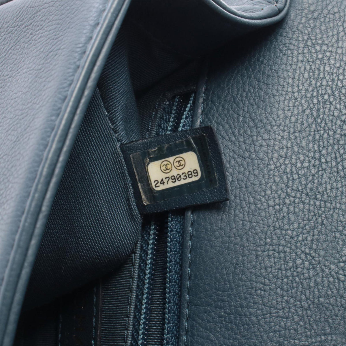 Chanel Quilted Caviar Studded Chain Handle Flap — Blue