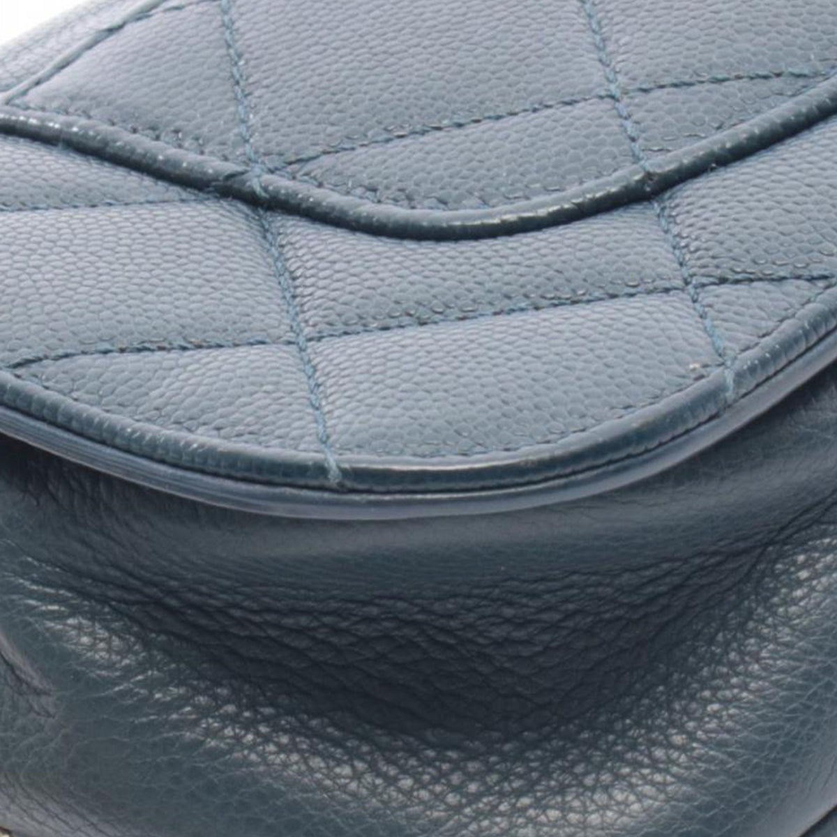 Chanel Quilted Caviar Studded Chain Handle Flap — Blue